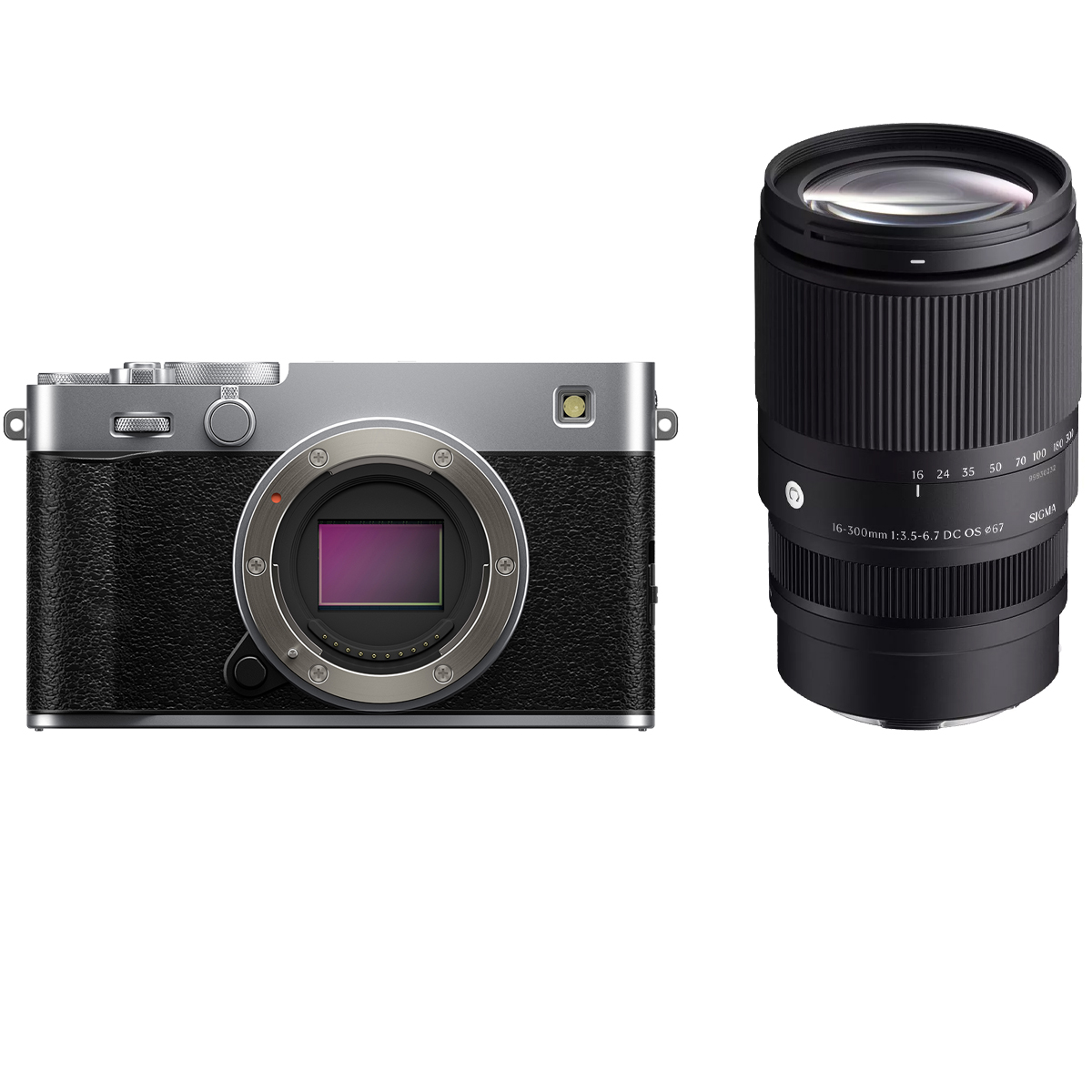 Fujifilm X-E5 Gehäuse Silber + Sigma 16-300 mm 1:3,5-6,7 DC OS (C) Fujifilm X-Mount Fujifilm X-E5 Silber mit Sigma 16-300 mm 1:3,5-6,7