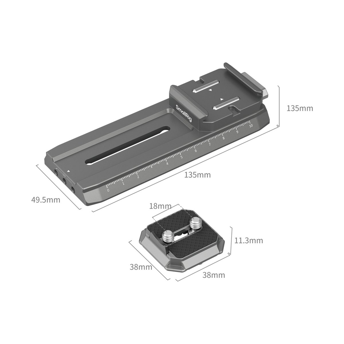 SmallRig 4638 HawkLock H38 Manfrotto QR-Plate für DJI Stabilisatoren - Technische Abmessungen