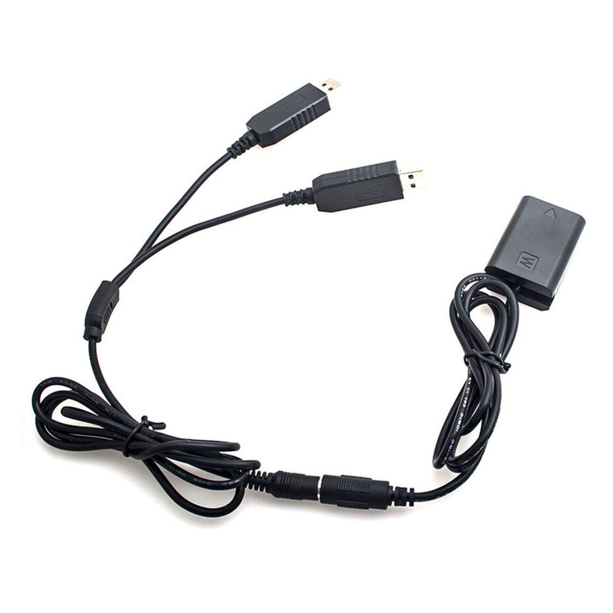 Caruba Volldecodierungs-Akku-Dummy für Sony NP-FW50 und 5V 2A Dual USB Kabel
