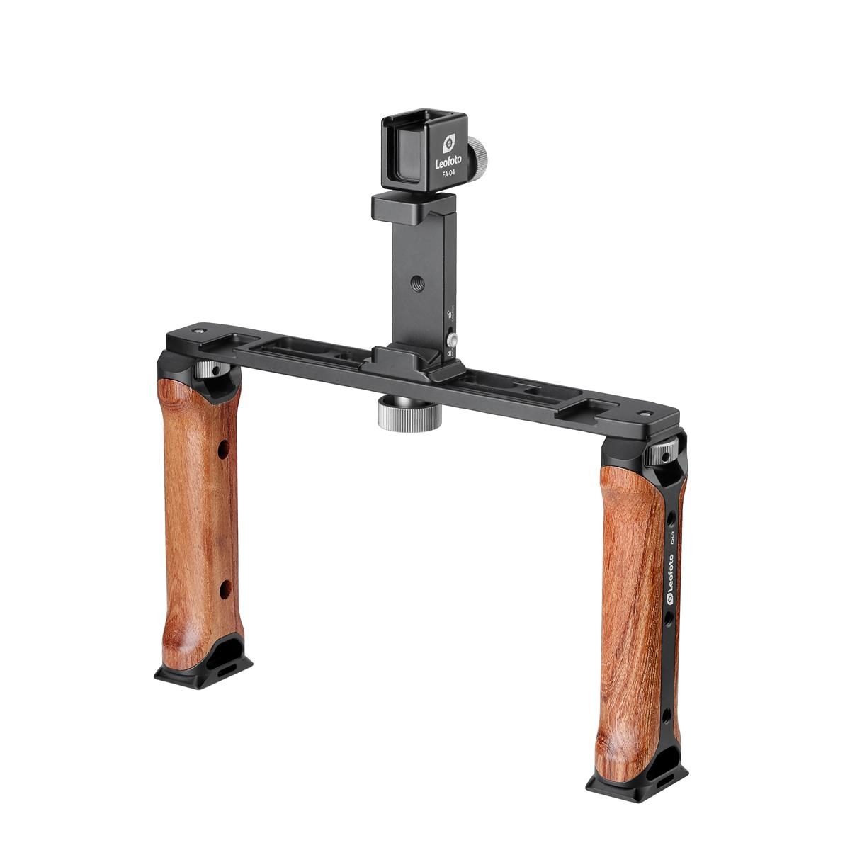 Leofoto Doppelhandgriff + Smartphonehalterung + Blitzschuhaufnahme VC-2 Leofoto Doppelhandgriff + Smartphonehalterung + Blitzschuhaufnahme VC-2