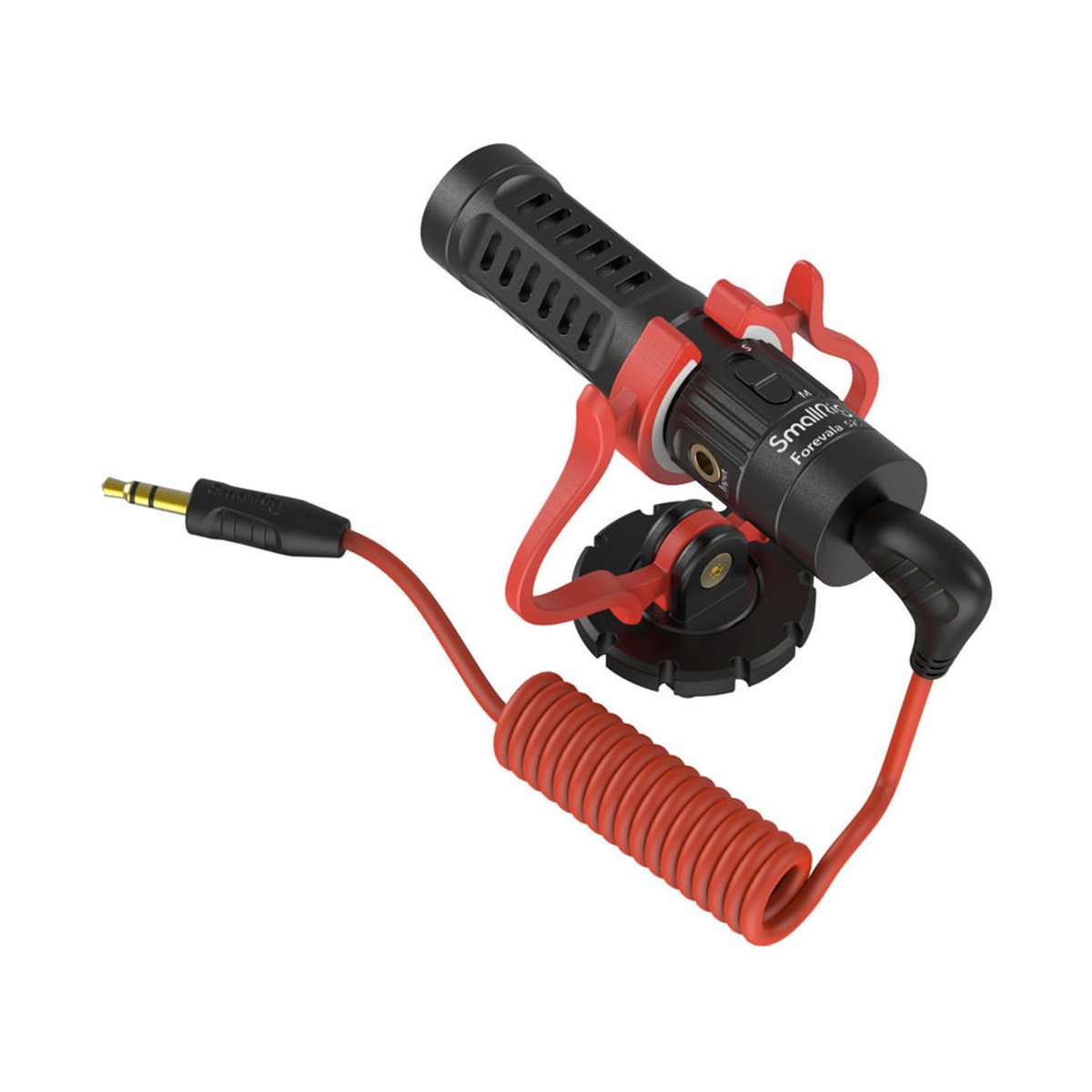 SmallRig 3468 Forevala S20 Mikrofon für Kamera - Gesamtansicht: SmallRig Forevala Kameramikrofon mit rotem Shock Mount und Spiralkabel