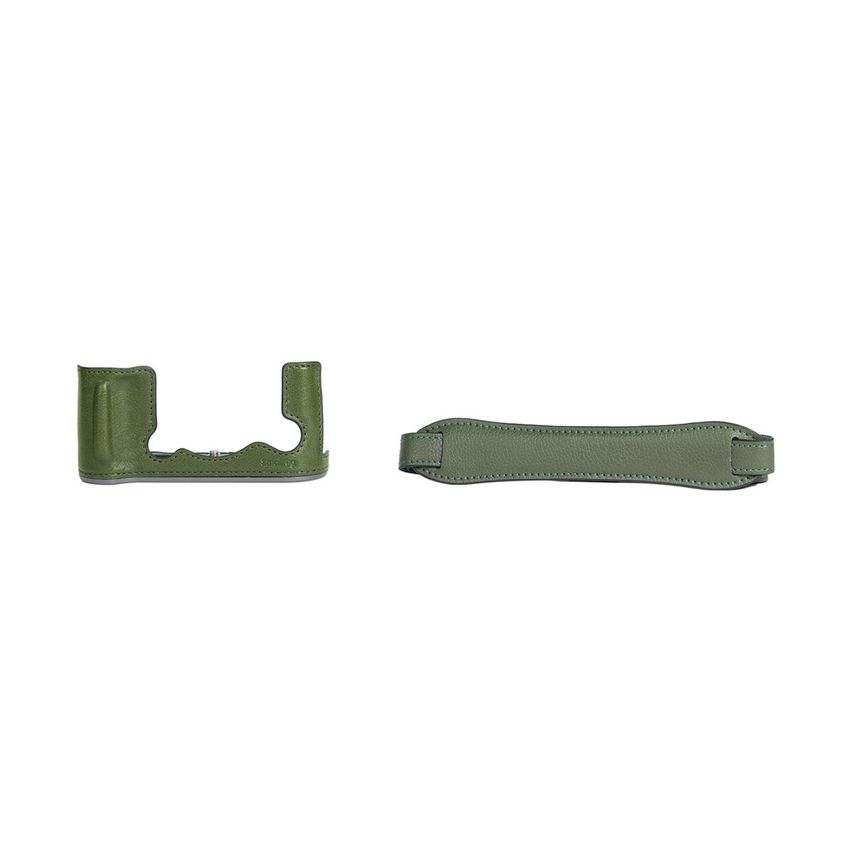 SmallRig 4711 Leather Half Case Kit für Fujifilm X-T50 green - Lieferumfang: Grüne Leder-Halbtasche und Schulterpolster.