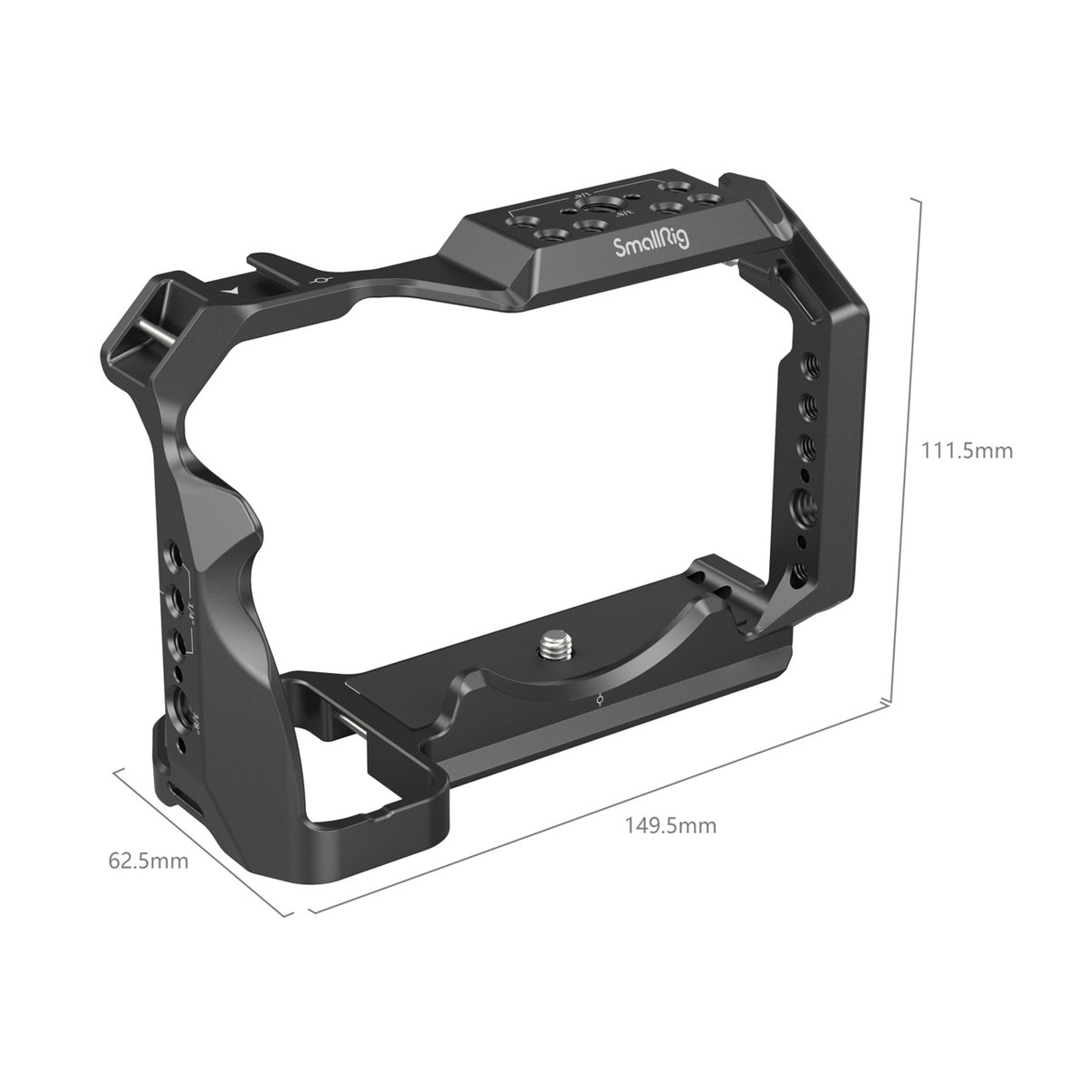 SmallRig 2926B Cage Nikon Z5/6/7/6II/7II - 3D-Ansicht der Kamera-Cage mit Abmessungen