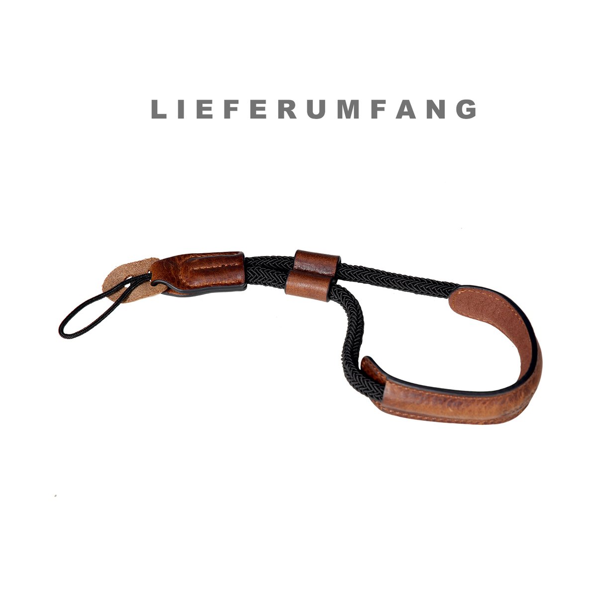 SmallRig 3926 Universal Vintage Wrist Strap, Handschlaufe für Fujifilm X-T5 - Lieferumfang: schwarzer Handgelenksgurt mit braunem Leder