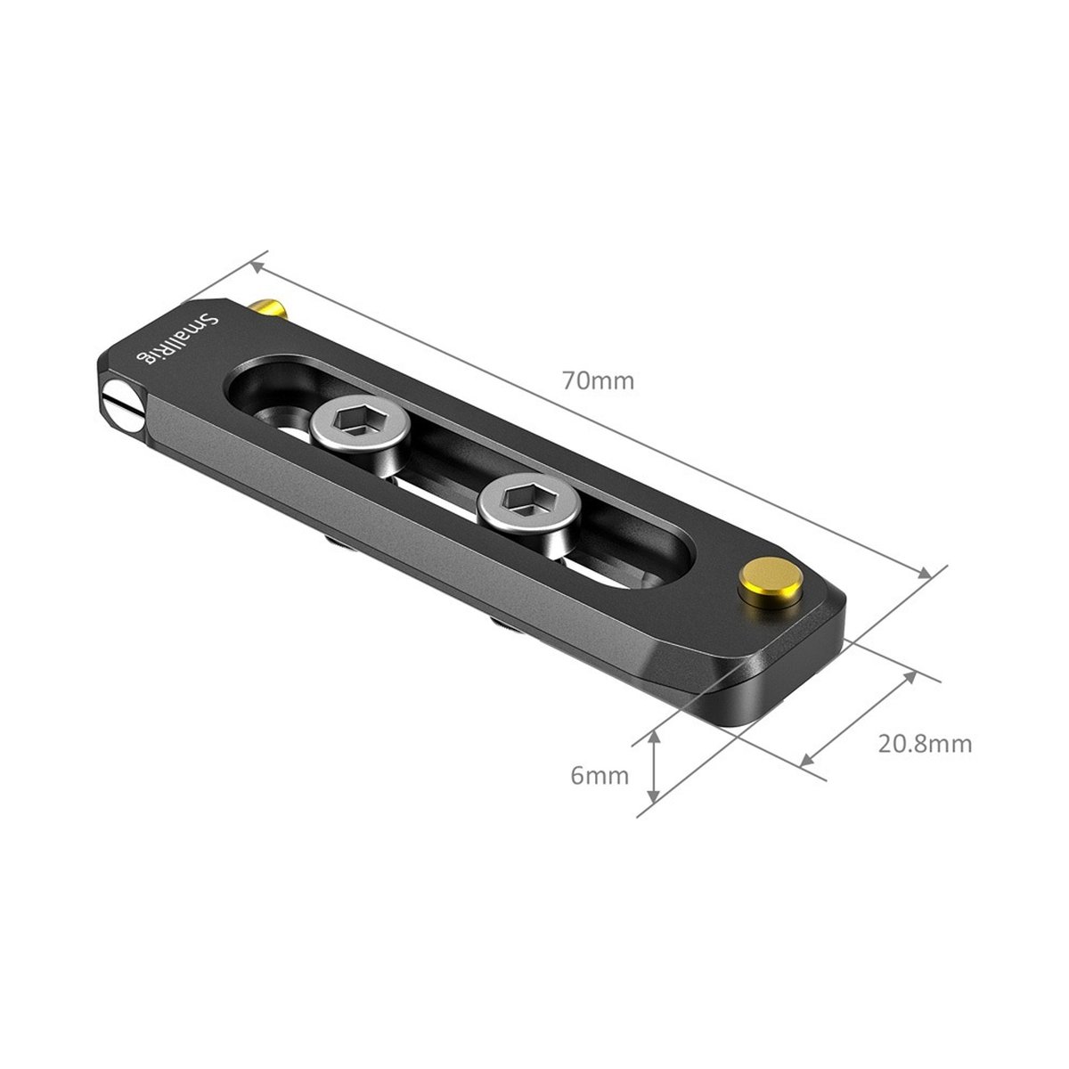 SmallRig 2483B NATO Rail 70 mm Lowprofile, Befestigungsschiene - Maßangaben der SmallRig Montageplatte