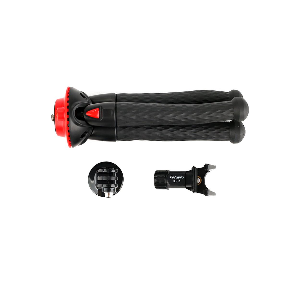 fotopro_ufo_mini_schwarz_rot_stativ_mit_telefon-__gopro-halterung_050353970408