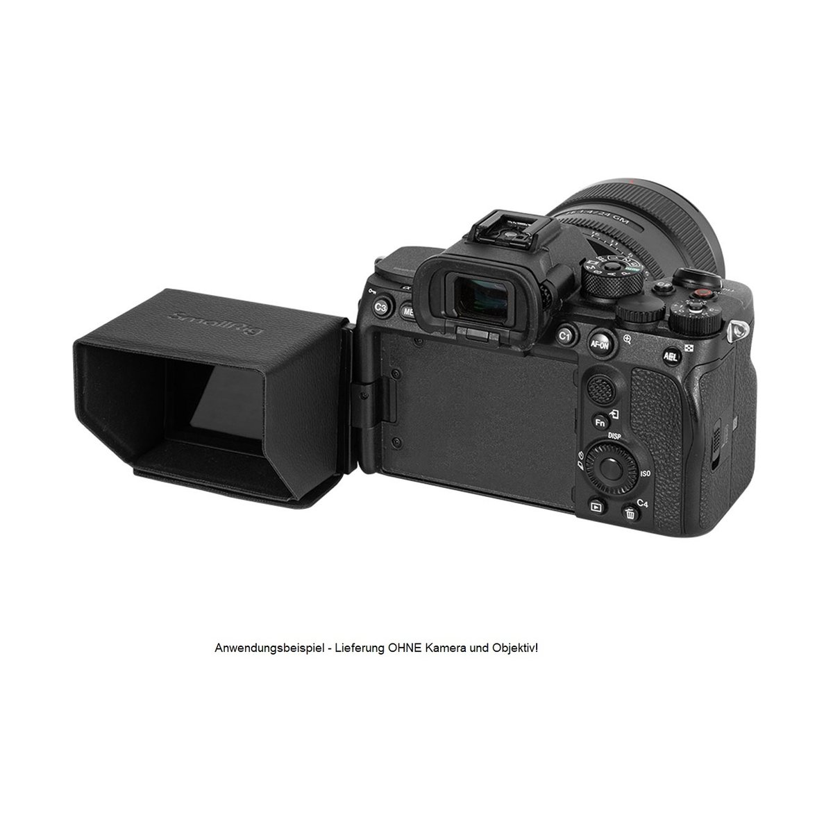 SmallRig 3206 Sonnenblende für SONY Alpha 7 IV/7S III/7C/ZV-1/FX3-Kamera - Anwendungsbeispiel: Sonnenblende am Kameradisplay, Rückansicht