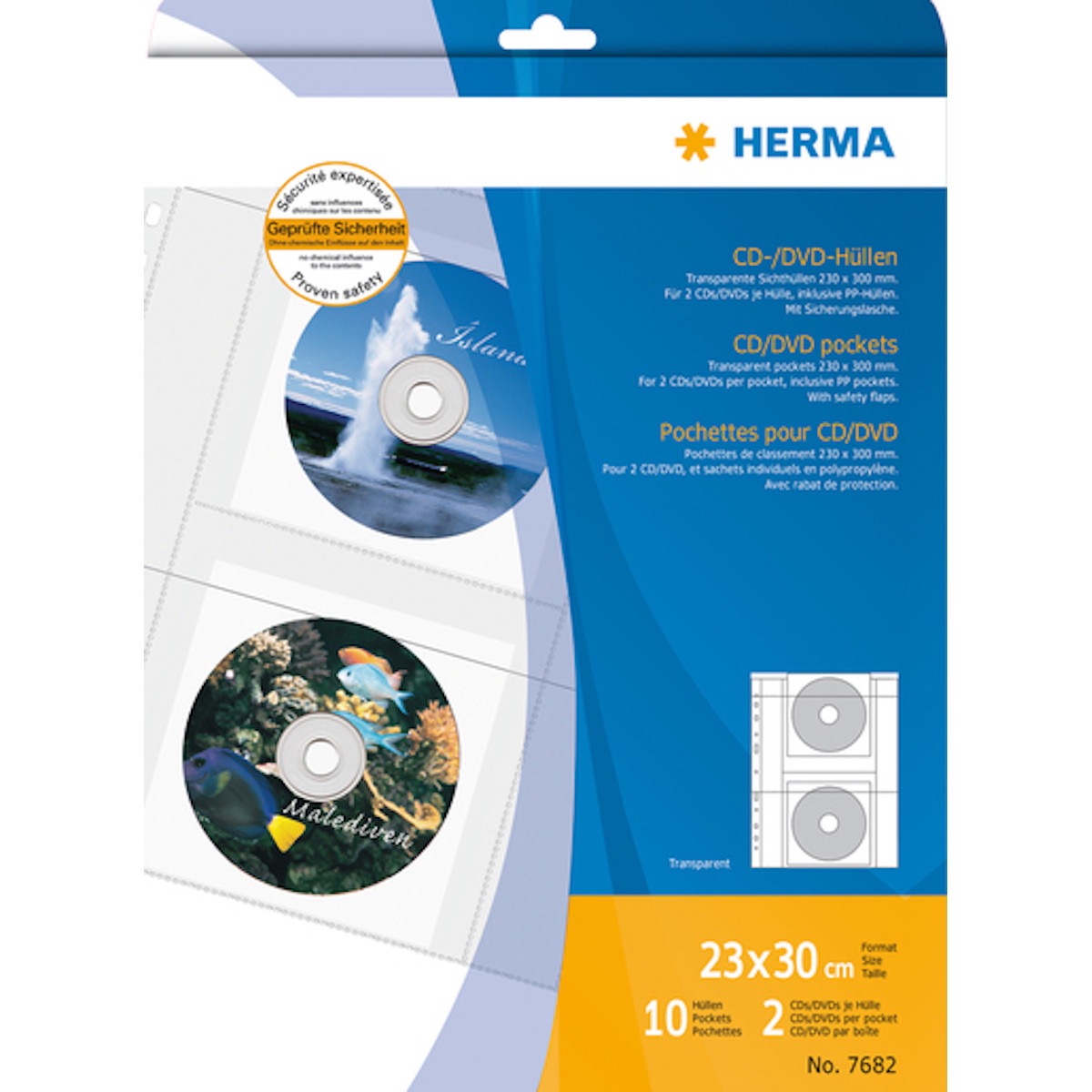 Herma CD/DVD-Hüllen 10 Hüllen aus PP mit Lochung