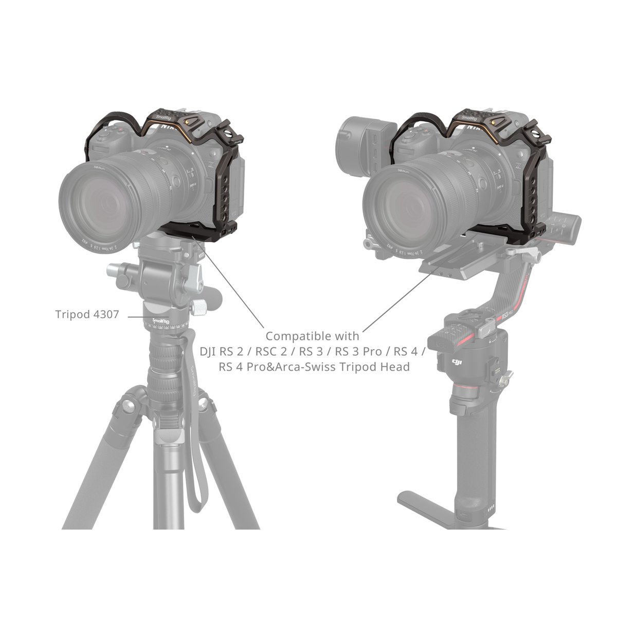 SmallRig 4521 Night Eagle Cage für Nikon Z 6III - Kamera-Cage montiert auf Stativ und DJI Gimbal für Vielseitigkeit