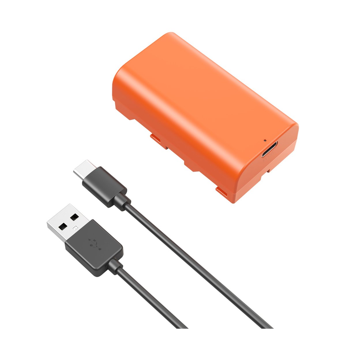 SmallRig 4971 NP-F550 USB-C wiederaufladbarer Kamera-Akku (Orange) - Lieferumfang: Orangefarbener Akkupack und schwarzes USB-C Ladekabel