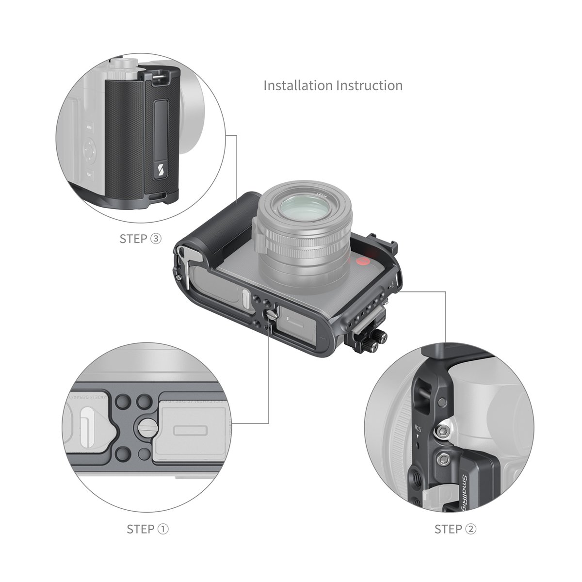 SmallRig 4567 Cage KIT für Leica Q3 - Anwendungsbeispiel: Montageanleitung für Kamera-Cage, Griff und Zubehör an einer Kamera