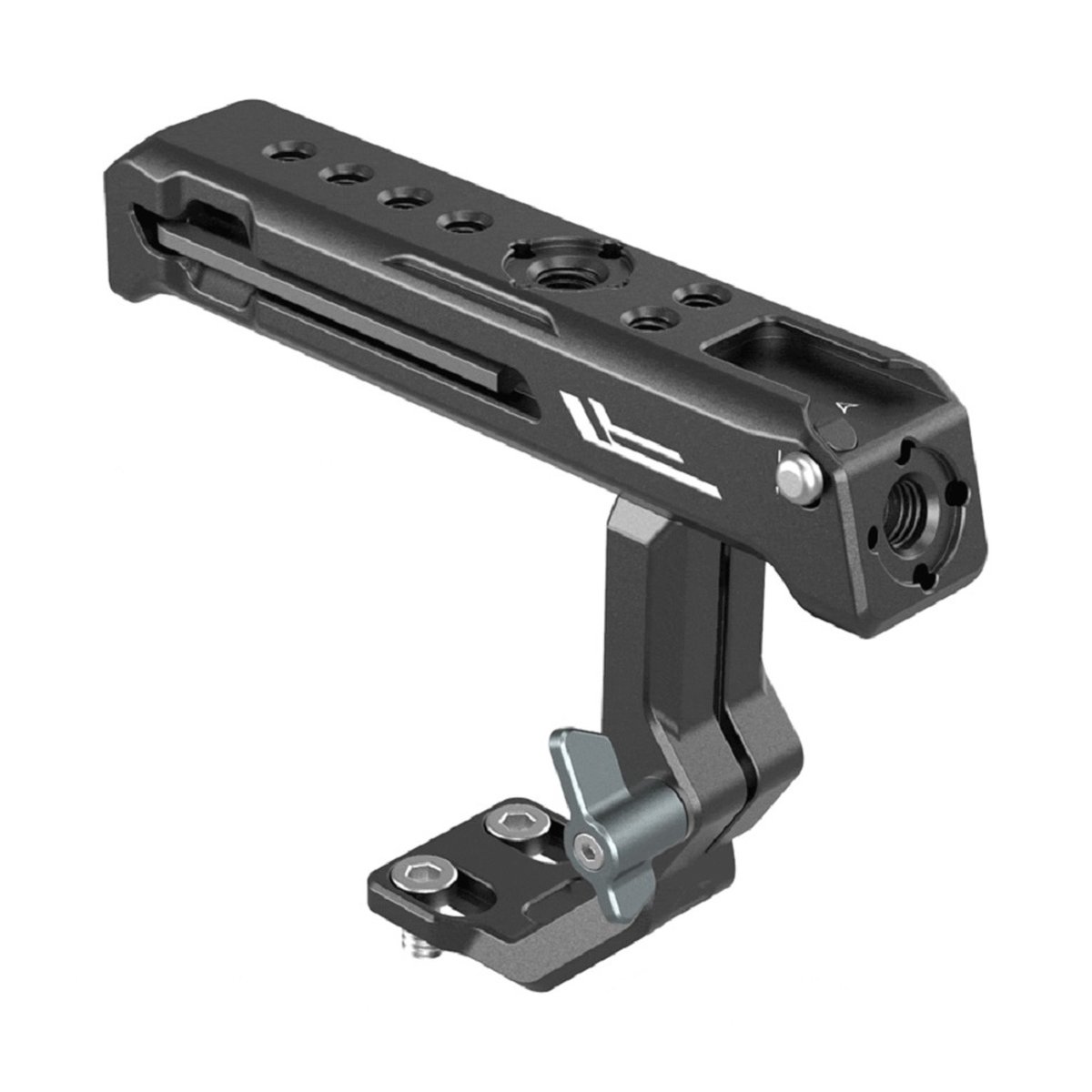 SmallRig 3082 Top Handle Sony XLR K1M, XLR K2M, XLR K3M, DMW XLR1 Adapter - PRODUKTANSICHT EINES SCHWARZEN, FALTBAREN KAMERA-TOP-GRIFFS MIT GEWINDEN UND COLD SHOE HALTERUNG