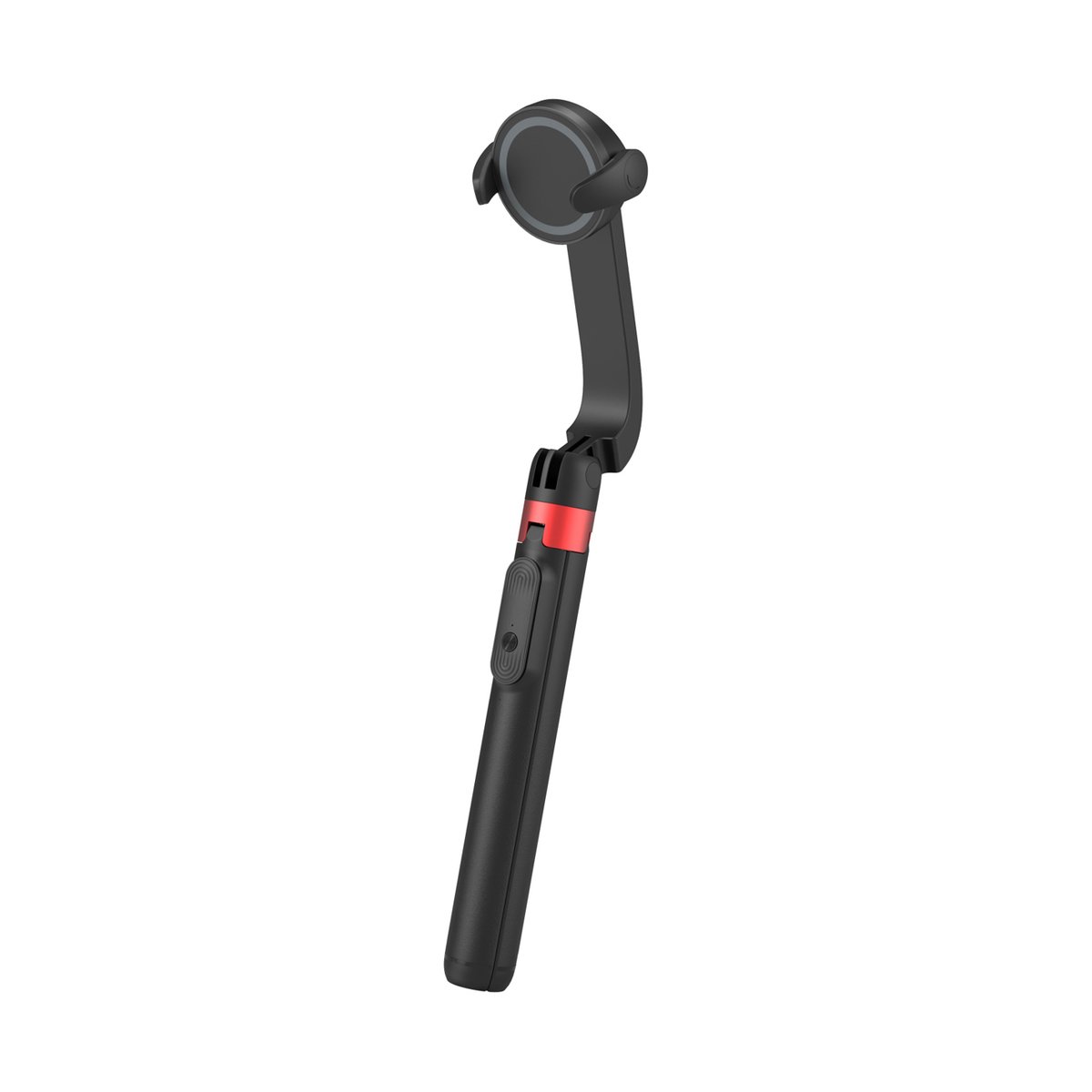 SmallRig 4731 ST-25 Pro schwarz Selfie Stick Stativ - Selfie-Stick, ausgeklappt mit Handyhalterung in Schwarz-Rot.