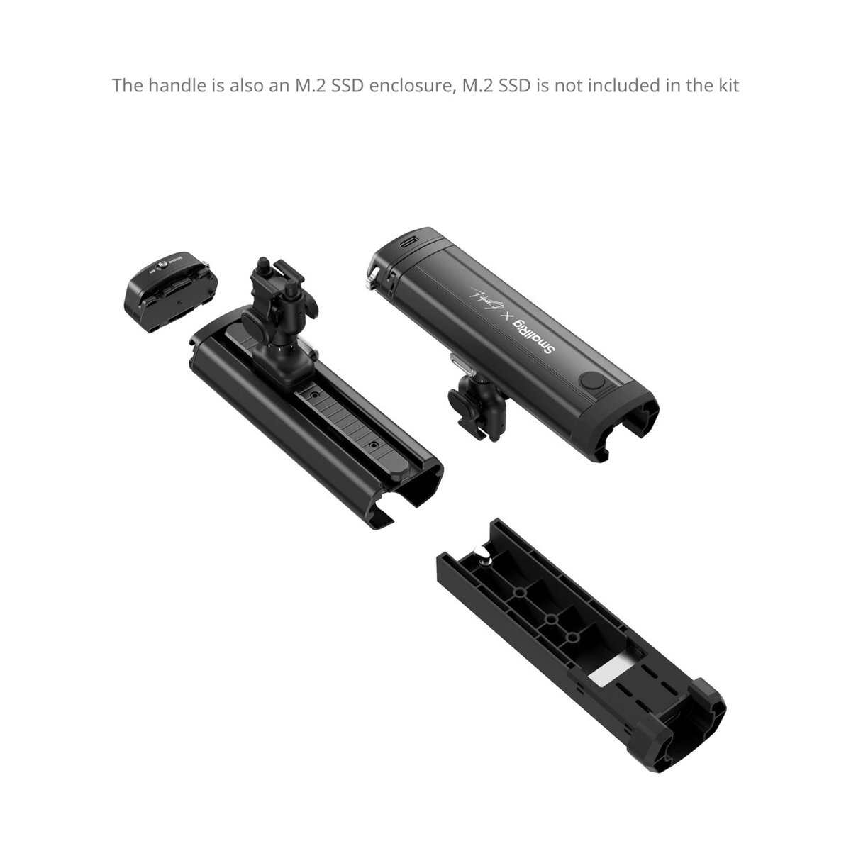 SmallRig 4596 All-In-One Mobile Video Kit Co-Design Edition - Produkt in Einzelteilen: Griff dient als M.2 SSD-Gehäuse.