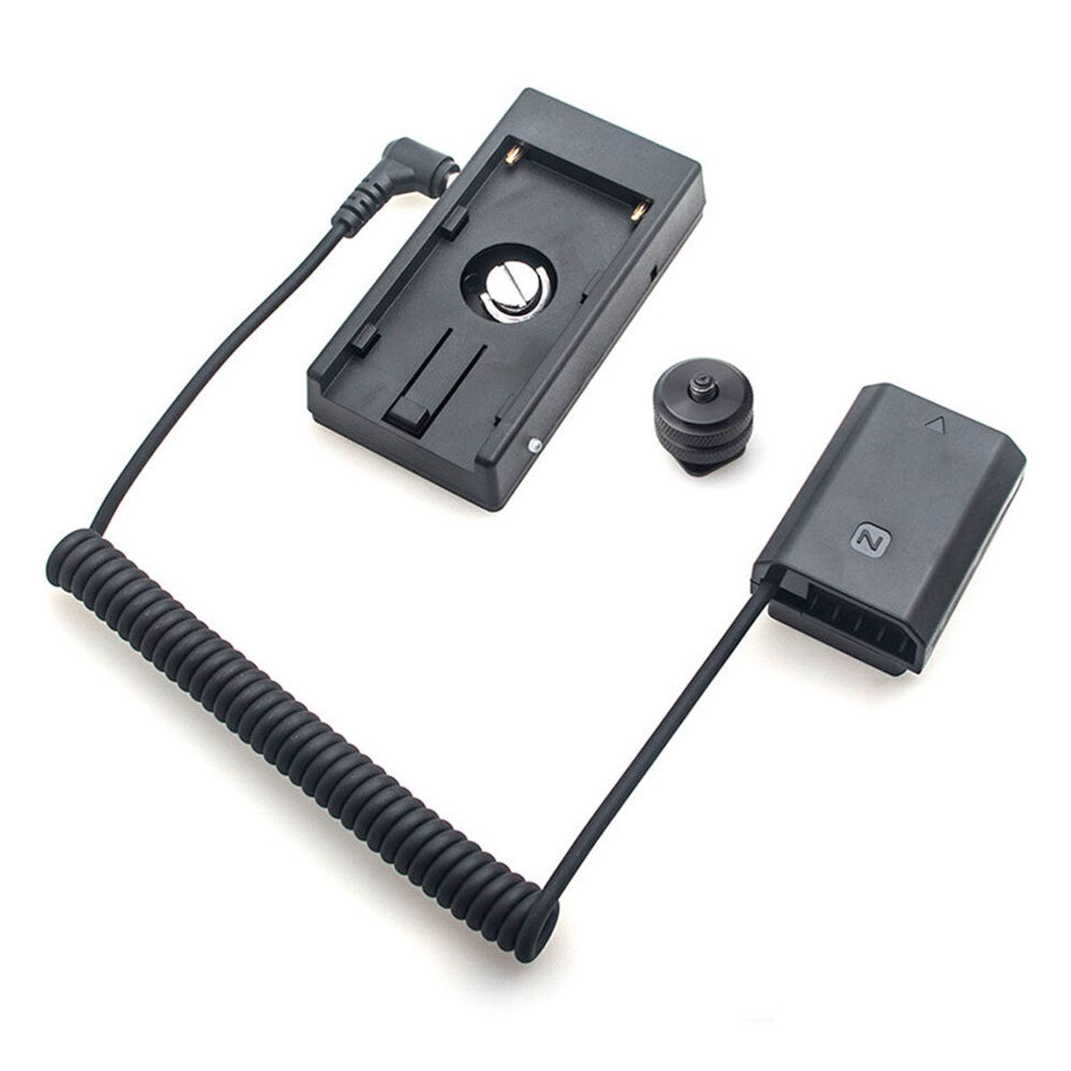 Caruba Volldecodierungs-Akku-Dummy für Sony NP-FZ100 mit Spiralkabel und F970 Akku-Adapter