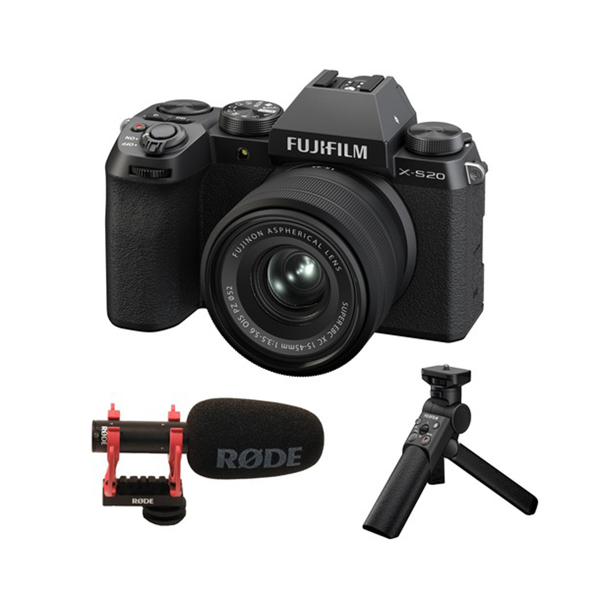 Fujifilm X-20 + 15-45mm XC Vlogger Set Kamera, Mikrofon und Tripod