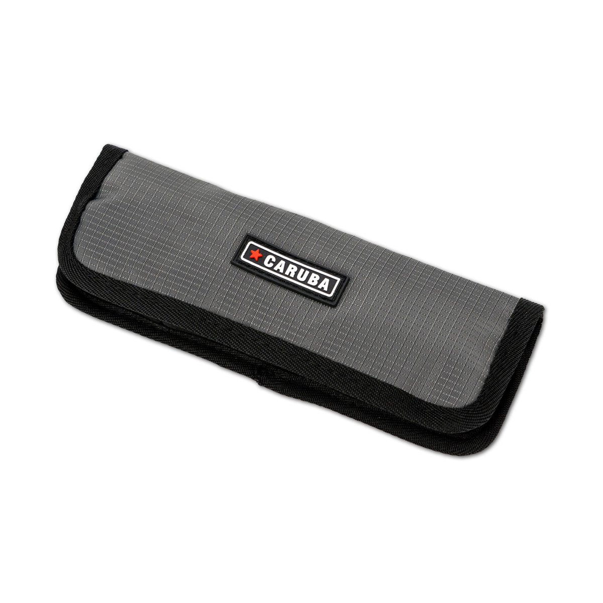 Caruba Batteriehalter Pro 4 Stück Grau - Frontansicht geschlossenes graues Caruba Etui