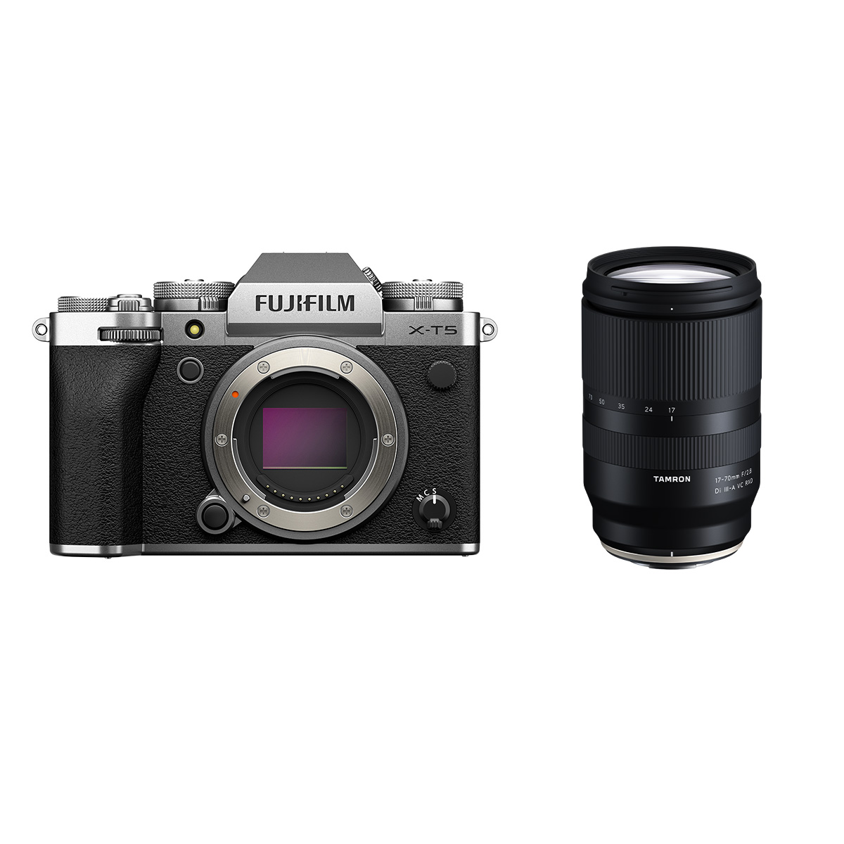 Fujifilm X-T5 Silber Kit mit Tamron 17-70 mm F2,8 DI III-A VC RXD Fuji X Systemkamera
