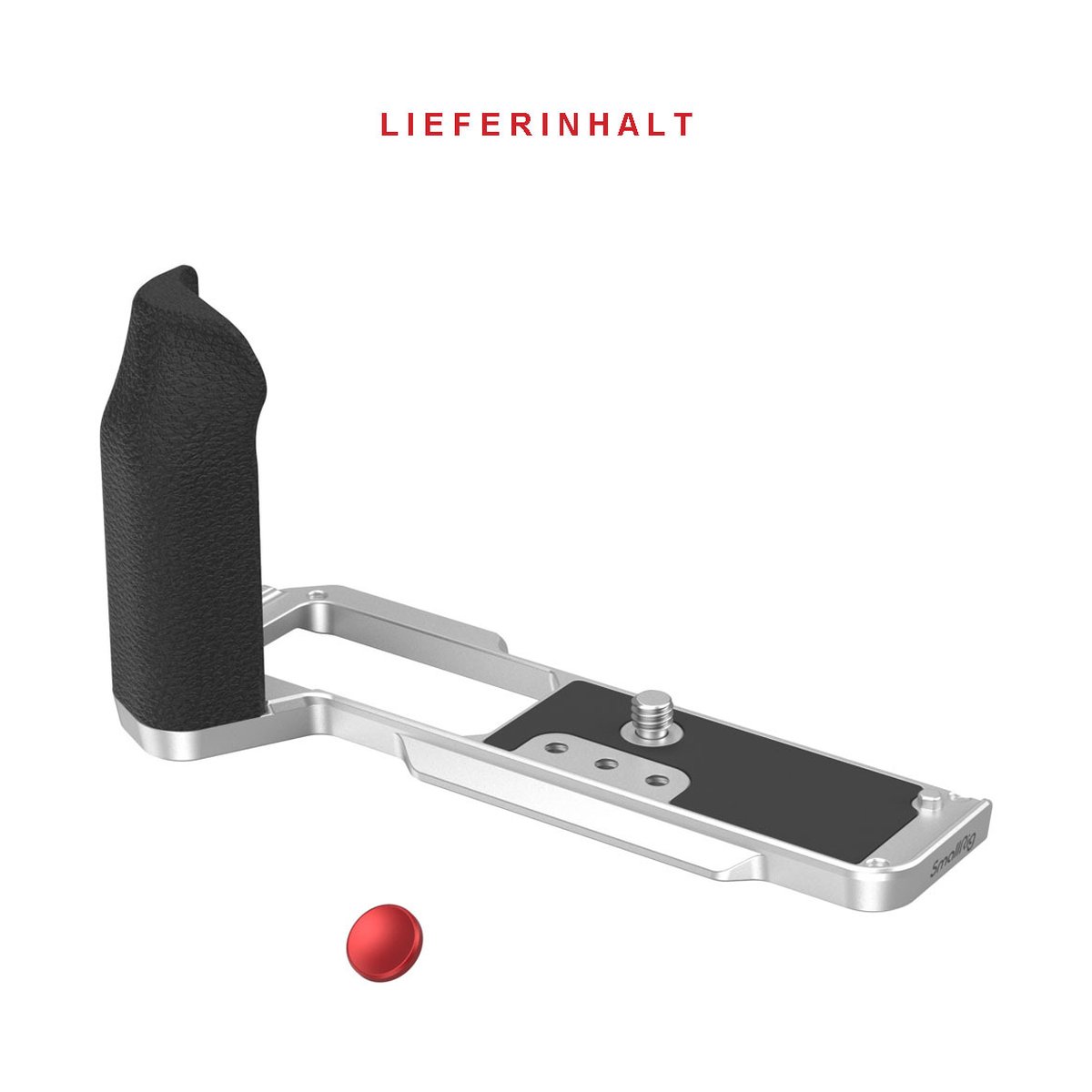 SmallRig 4136 L-Shape Griff für Fujifilm X-T5 - Lieferumfang: Kamera-Griffplatte und roter Auslöseknopf