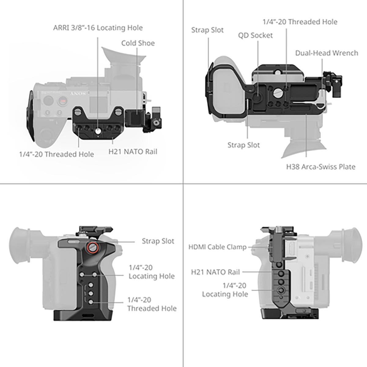 SmallRig 5590 Advanced Cage Kit mit Batterieplatte für Sony FX2