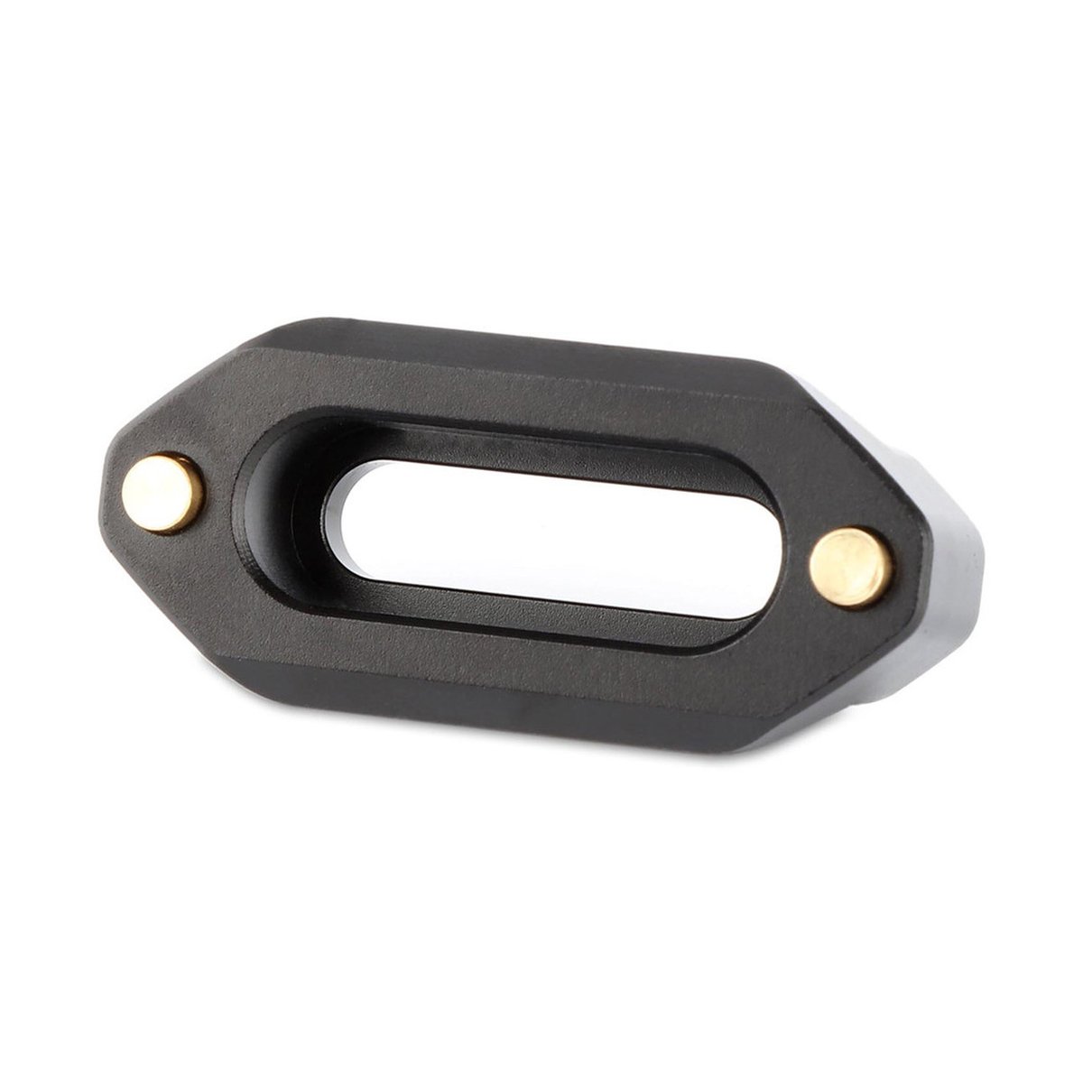 SmallRig 1409 Quick-Release NATO-Rail 46 mm mit Sicherheitsstift für Topgriff - Detailansicht: Schwarzer Seilgleiter mit goldfarbenen Bolzen.