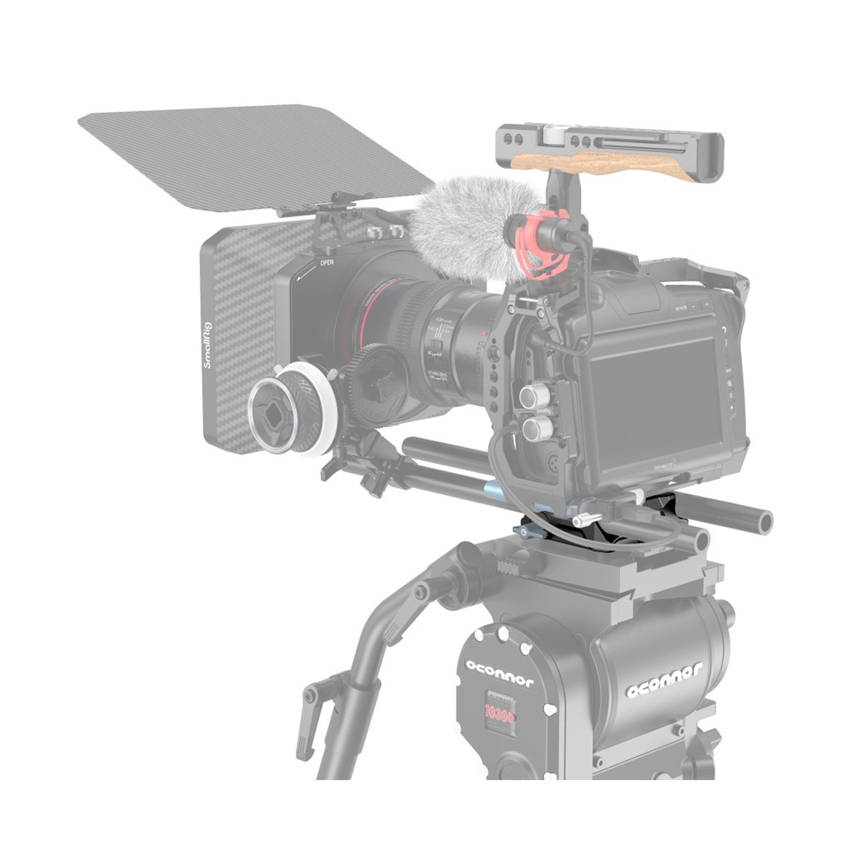 SmallRig 3357 Universal LWS Basisplatte mit doppelter 15 mm Stangenklemme - Komplette Kamera-Rig-Konfiguration mit Matte Box, Follow Focus und Stativkopf.