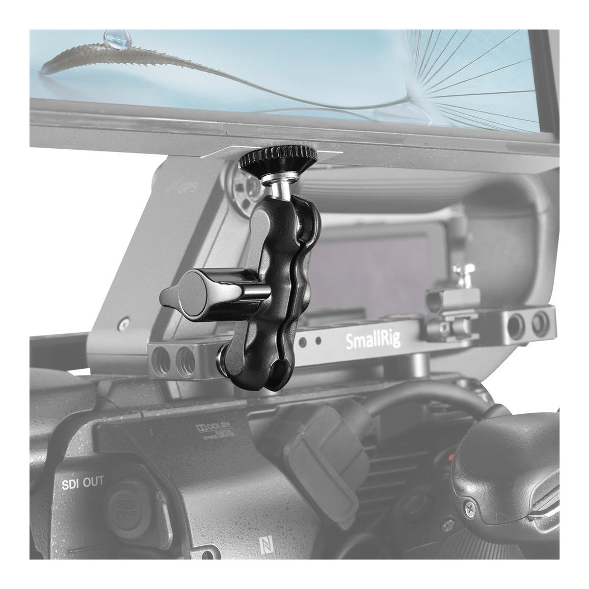 SmallRig 2158 Magic Arms mit Ballheads (2er-Pack) - Anwendungsbeispiel: Magic Arm montiert Monitor an SmallRig Kamerarig.