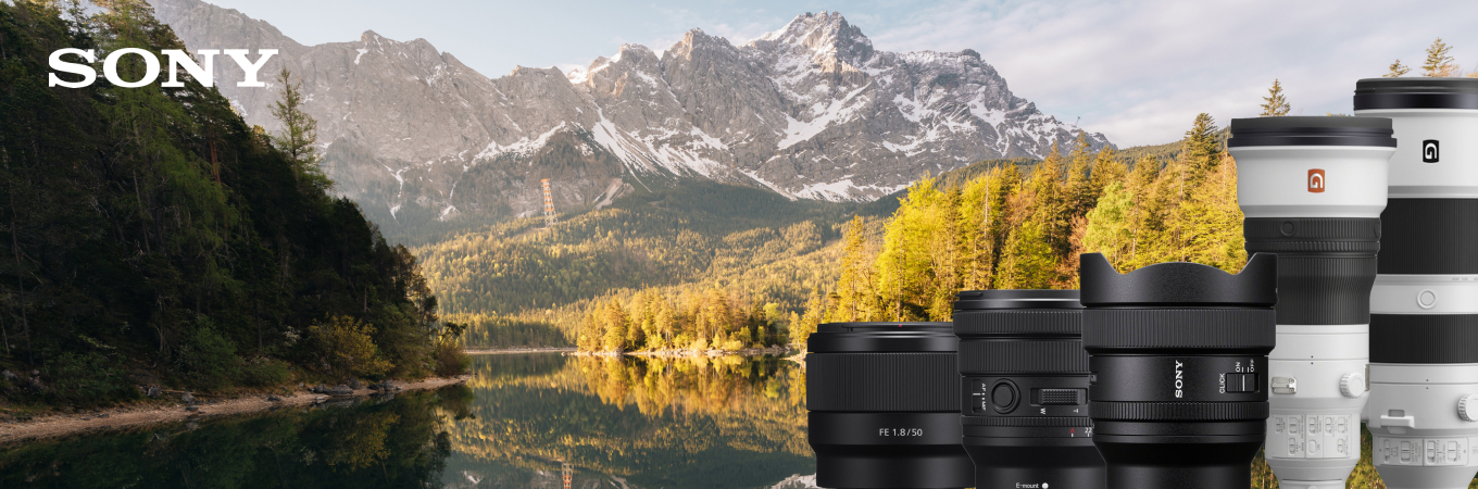 Sony Objektiv Empfehlungen – Die besten E-Mount Objektive für Einsteiger, Fortgeschrittene & Profis Sony Objektive vor Berglandschaft – G Master Tele- und Weitwinkelobjektive im Überblick