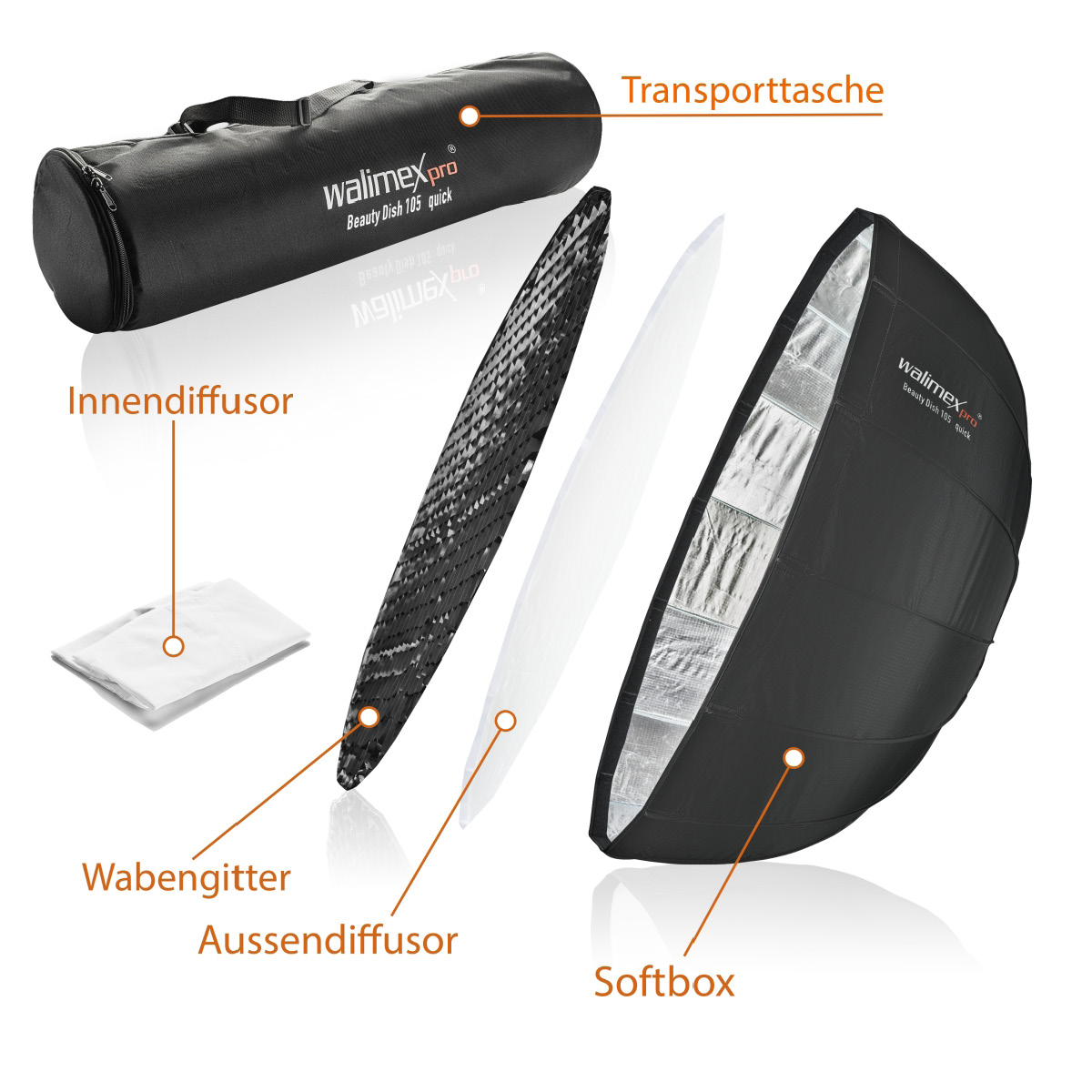 Walimex pro SL Beauty Dish Softbox QA105 Aurora/Bowens