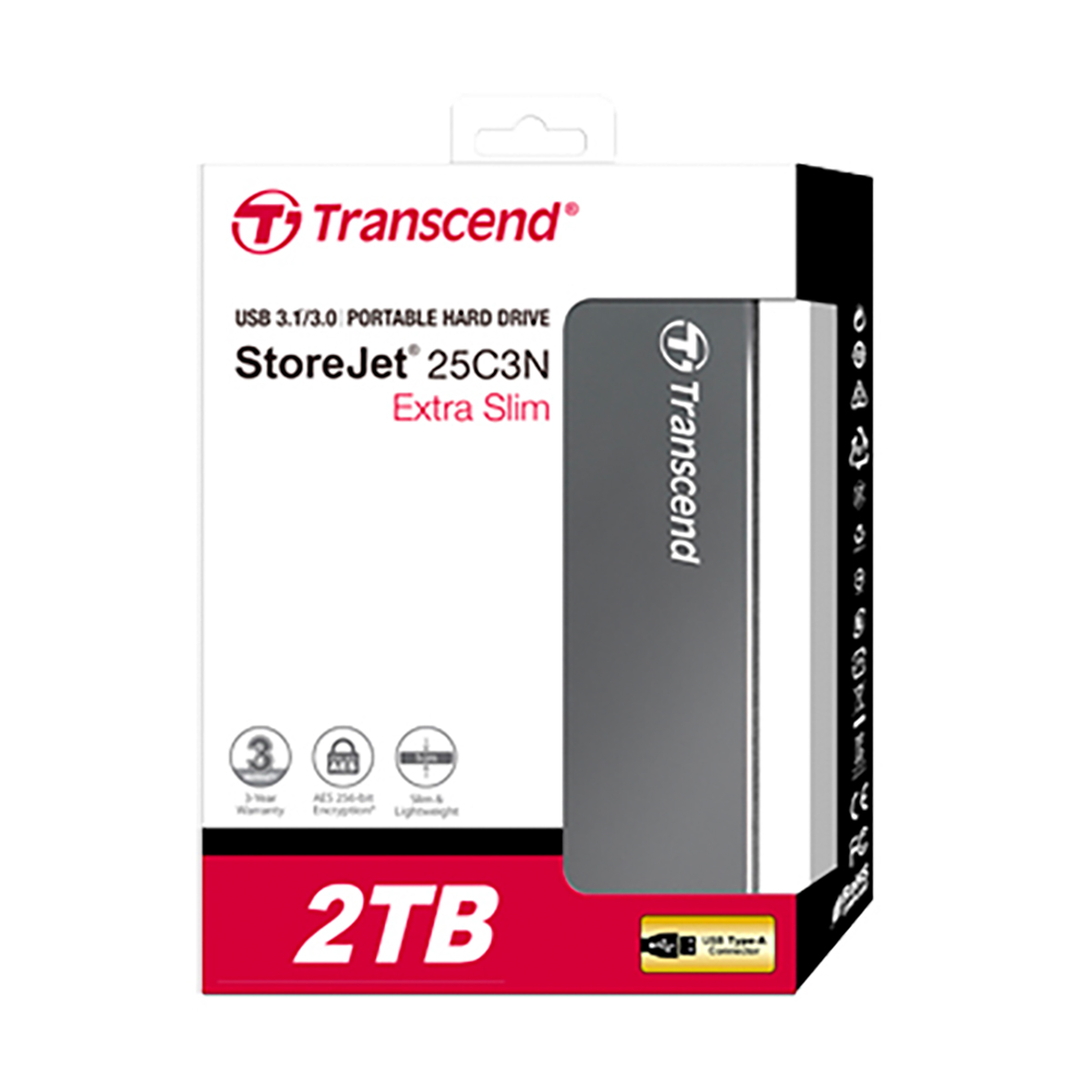 Transcend 25C3N 2TB grau portable Festplatte 