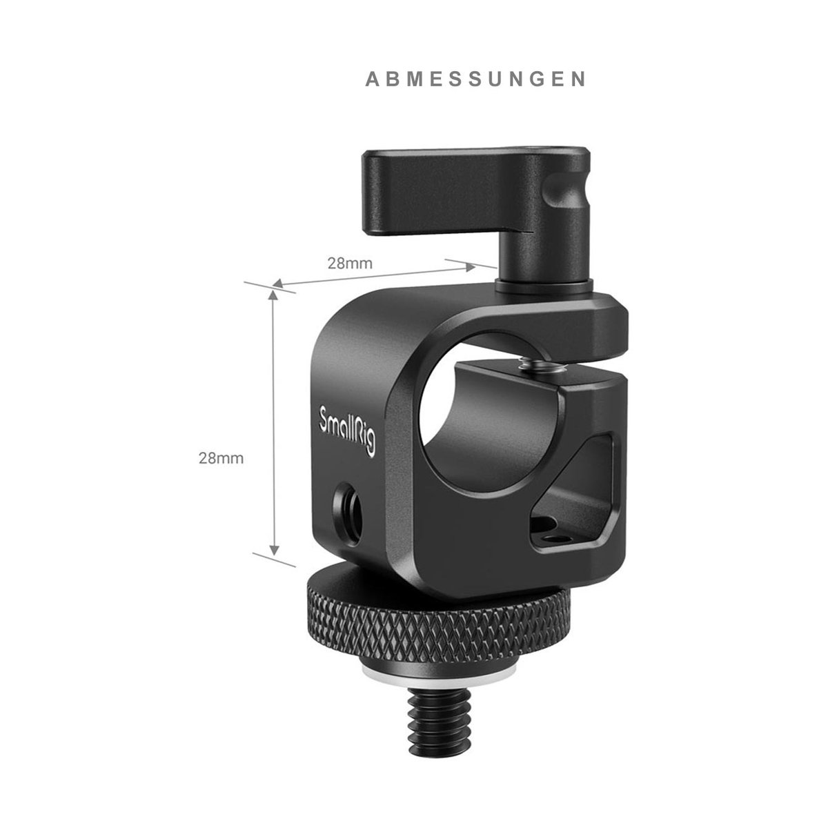 SmallRig 860B Single Rail Block Stativadapter - Abmessungen der SmallRig Klemme.