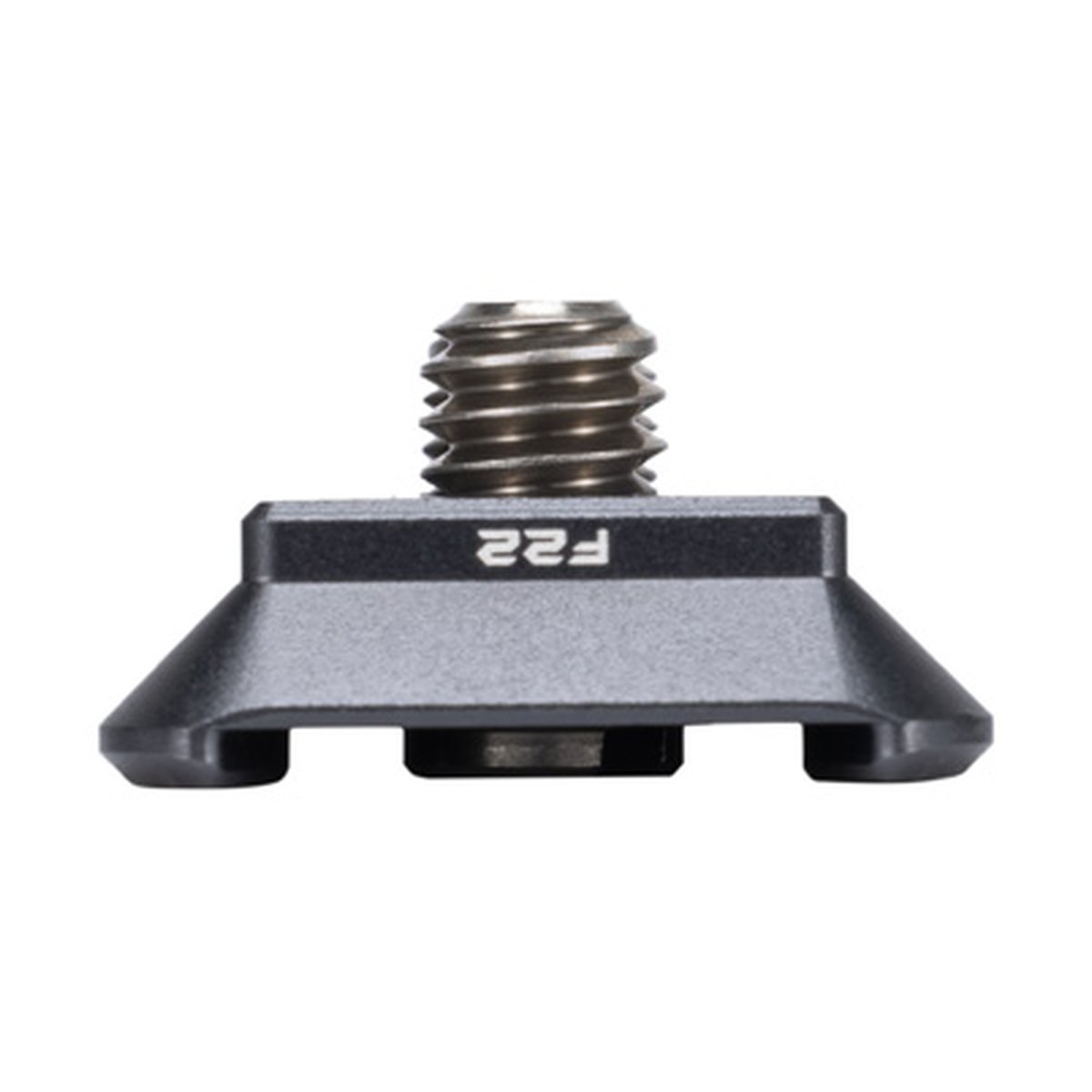 Falcam F22 Three-position Quick Release Plaat 2537 - Profilansicht des grauen F22 Adapters mit Schraubgewinde.