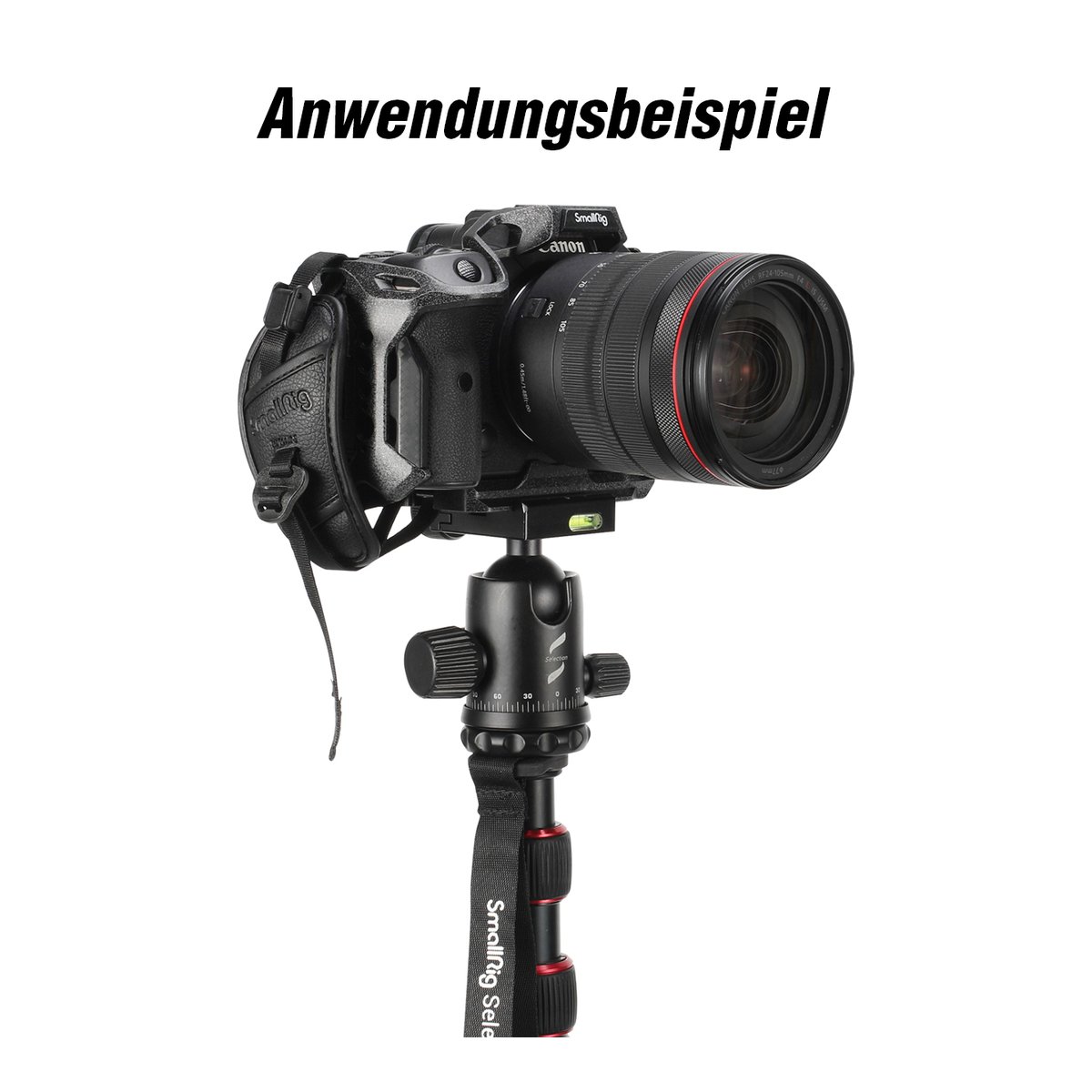 SmallRig 3848 black Mamba Handschlaufe - Anwendungsbeispiel: Kamera mit Handgurt auf Stativ. SmallRig 3848 black Mamba Handschlaufe - Anwendungsbeispiel: Kamera mit Handgurt auf Stativ.