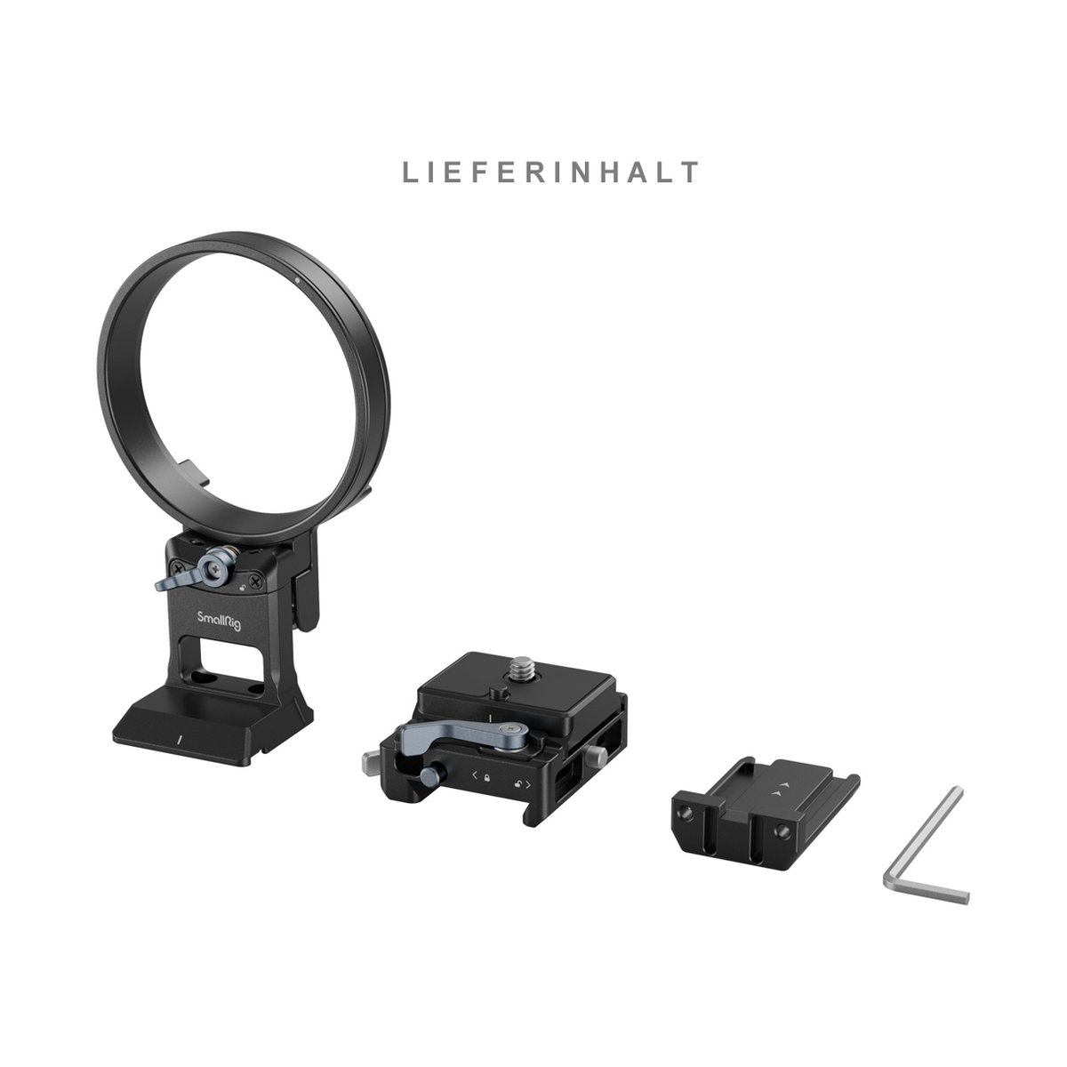 SmallRig 4306 Drehbares Horizontal- Vertikal-Montageplatten-Kit für Nikon Z - Lieferumfang des Produkts mit verschiedenen Montageteilen und Werkzeug