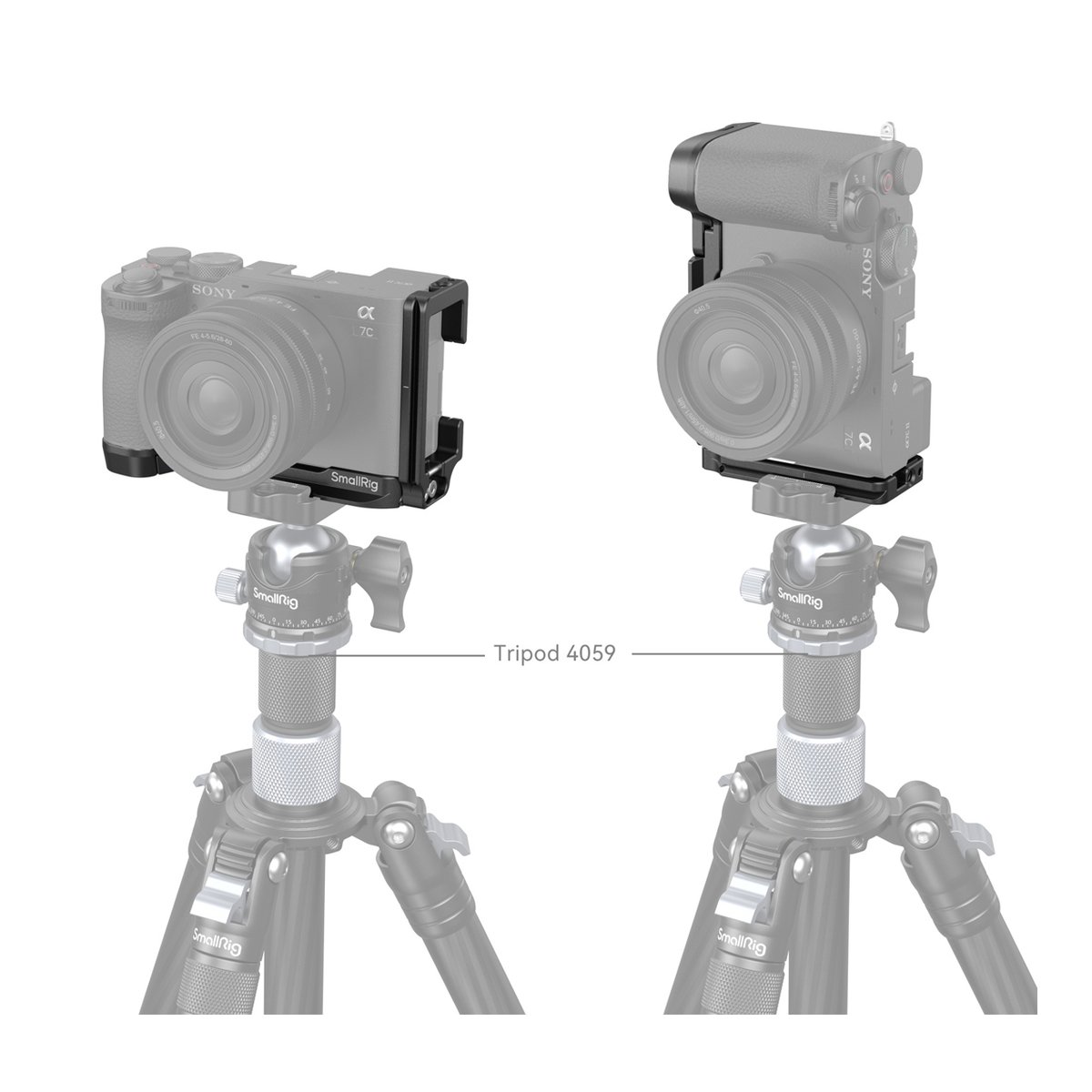 SmallRig 4569 L-Bracket für Sony Alpha 7C II/Alpha 7CR - L-Bracket an Kamera montiert, zeigt horizontale und vertikale Stativaufnahme.