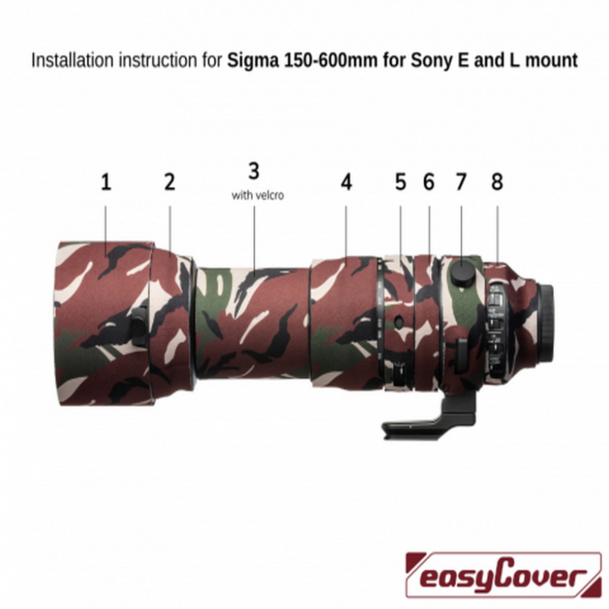 Easycover Lens Oak Objektivschutz für Sigma 150-600 mm 1:5-6.3 DG DN OS Sports (Sony E) Grün Camouflage