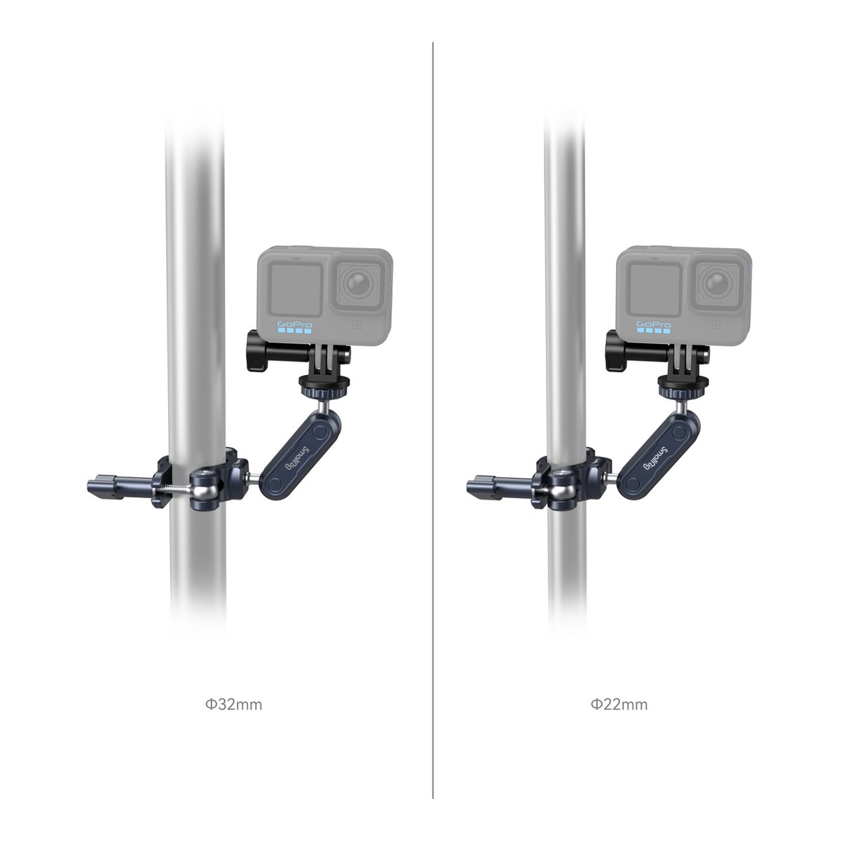 SmallRig 4191 Handlebar Clamp - Anwendungsbeispiel: Rohr-Klemme mit GoPro an 32mm und 22mm Stangen