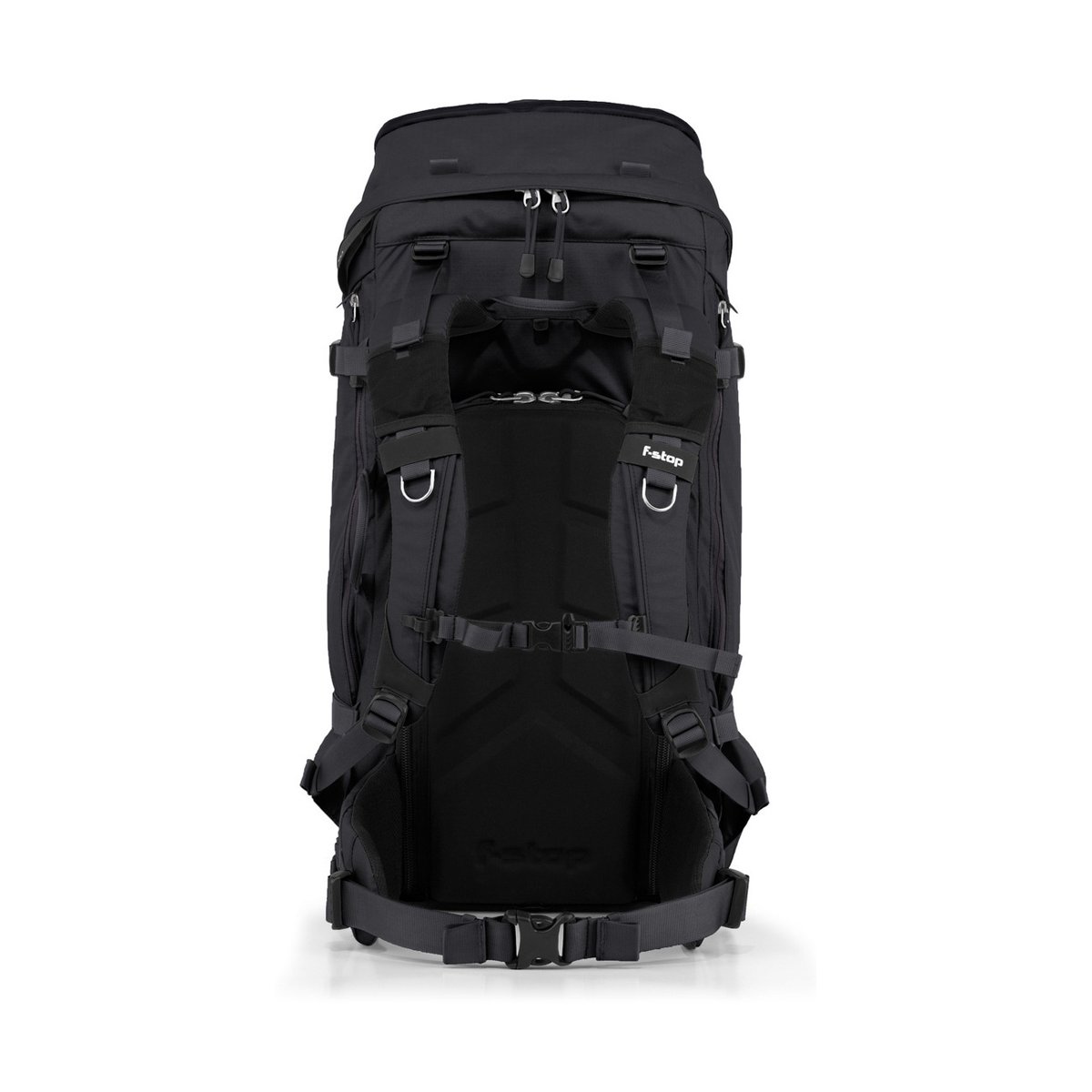 F-Stop Sukha Anthrazit (Schwarz) - Rückansicht eines schwarzen Rucksacks mit Tragesystem F-Stop Sukha Anthrazit (Schwarz) - Rückansicht eines schwarzen Rucksacks mit Tragesystem