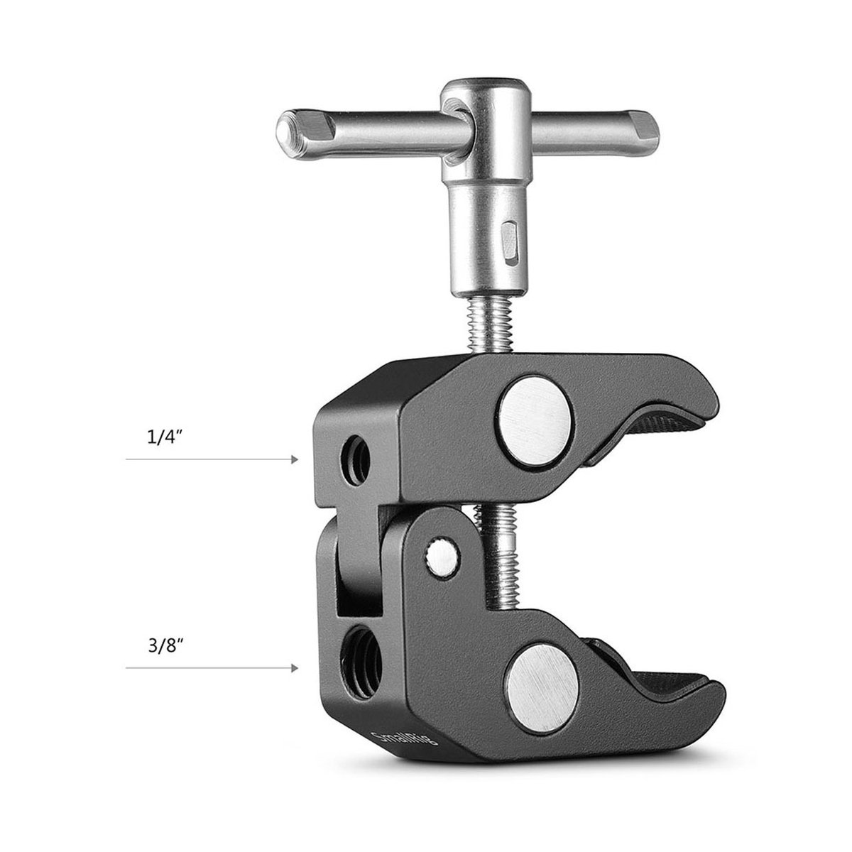 SmallRig 2058 Super Clamp mit 1/4" und 3/8" Gewinde (2 Stück) - Detailansicht der SmallRig Super Clamp mit 1/4" & 3/8" Befestigungsgewinden