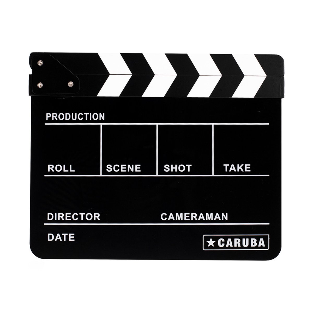 Caruba Professional Director Clapper Schwarz/BW (Whiteboardmarker) - Frontansicht der Filmklappe