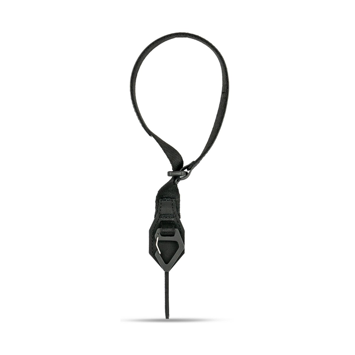 WANDRD Wrist Strap - Vollansicht: Schwarzer Handgelenksgurt mit dreieckiger Befestigung