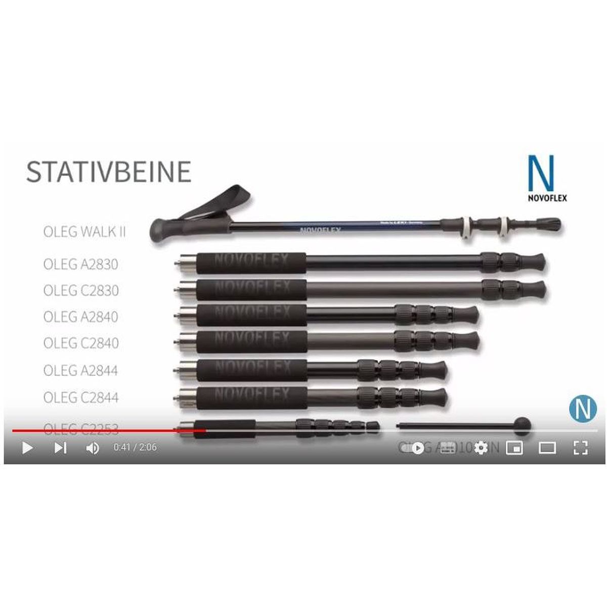 Novoflex QuadroLeg Falt-Wanderstock, Carbon - 1/4" - Set bestehend aus 2 Stöcken