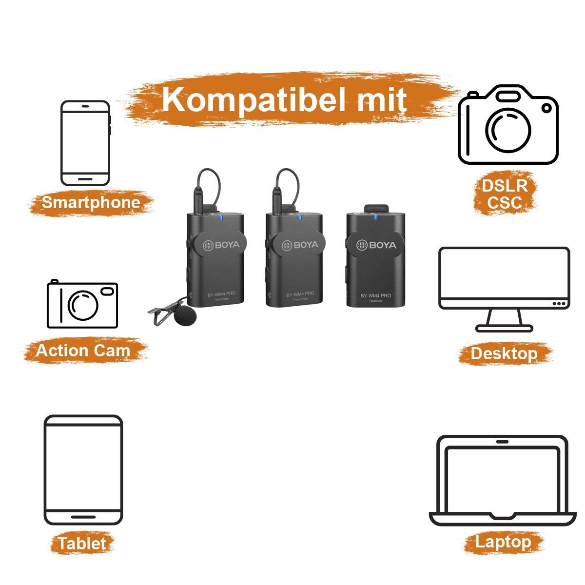 Walimex pro Boya WM4 Pro K-2 Mikrofon 3er Set