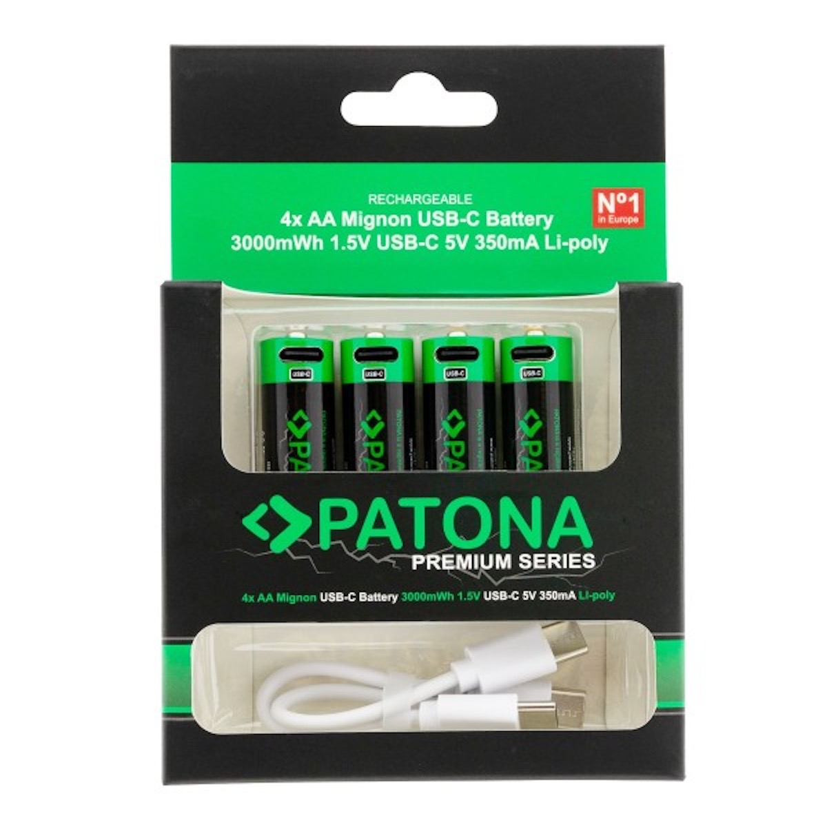 Patona Premium USB-C 4x AA Mignon Akkus 3000 mWh
