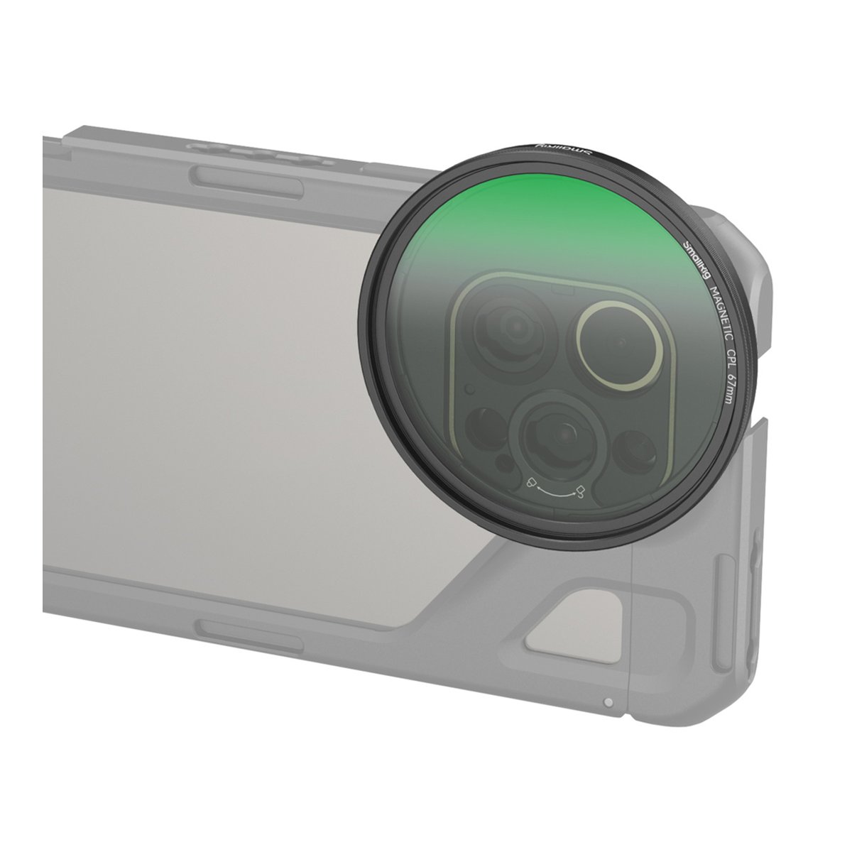 SmallRig 4728 Attachable CPL Filter mit T-Mount Filter Adapter 67 mm - Anwendungsbeispiel: SmallRig magnetischer CPL-Filter 67mm auf Smartphone-Kamera.