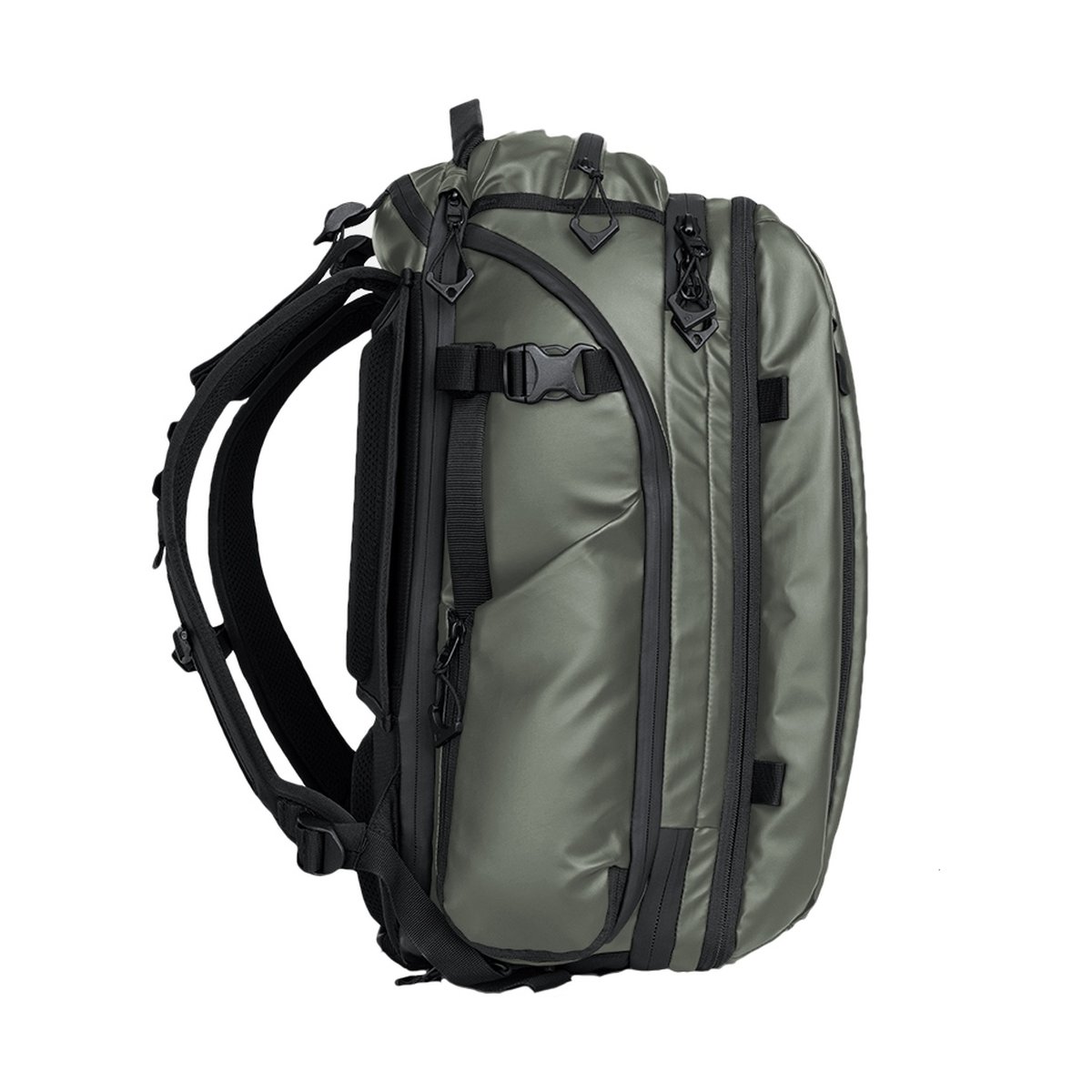 WANDRD Transit 35L Travel Backpack Wasatch Green Essential Bundle - Seitenansicht WANDRD Transit 35L Travel Backpack Wasatch Green Essential Bundle - Seitenansicht