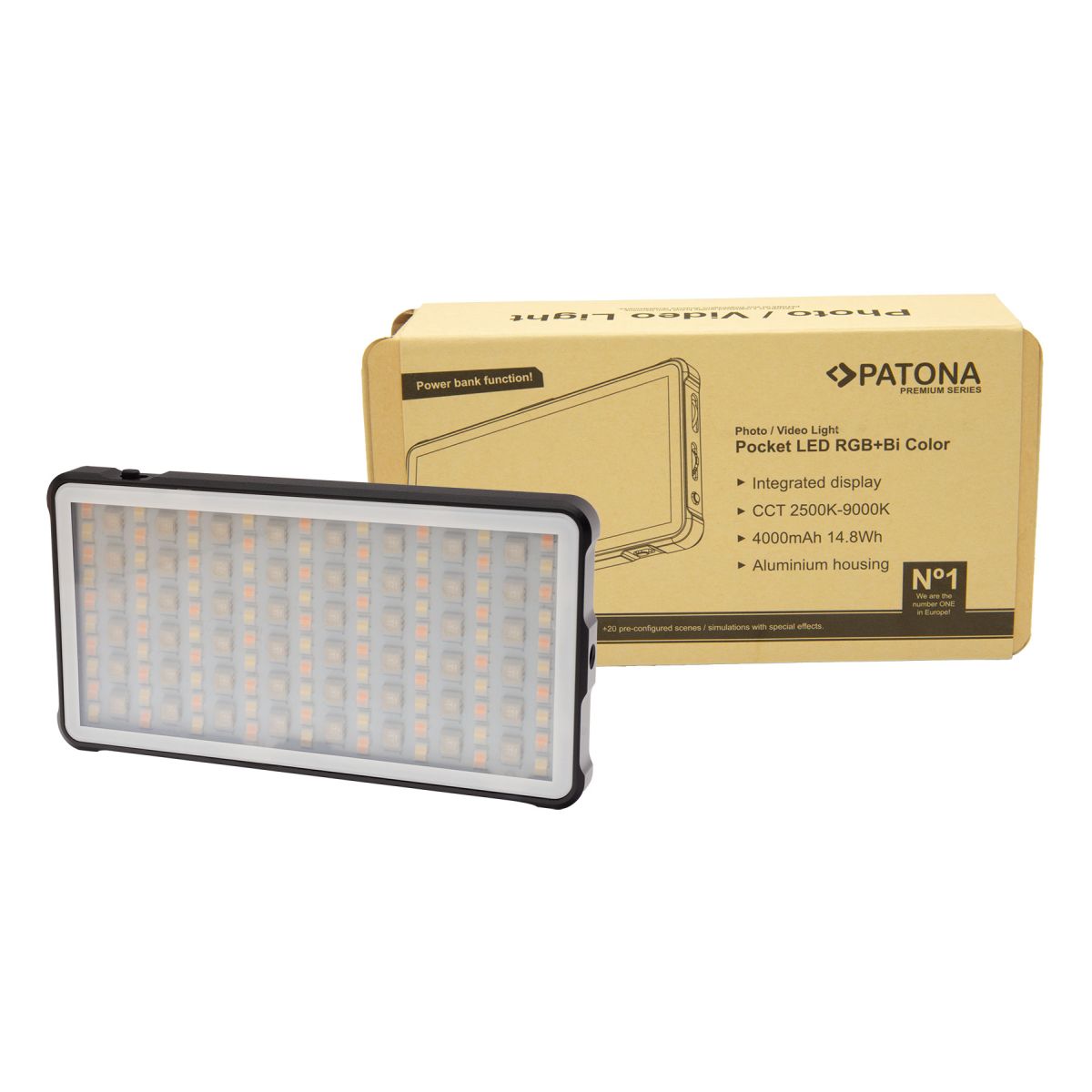 PATONA Premium RGB Taschen-Videolicht mit Powerbankfunktion