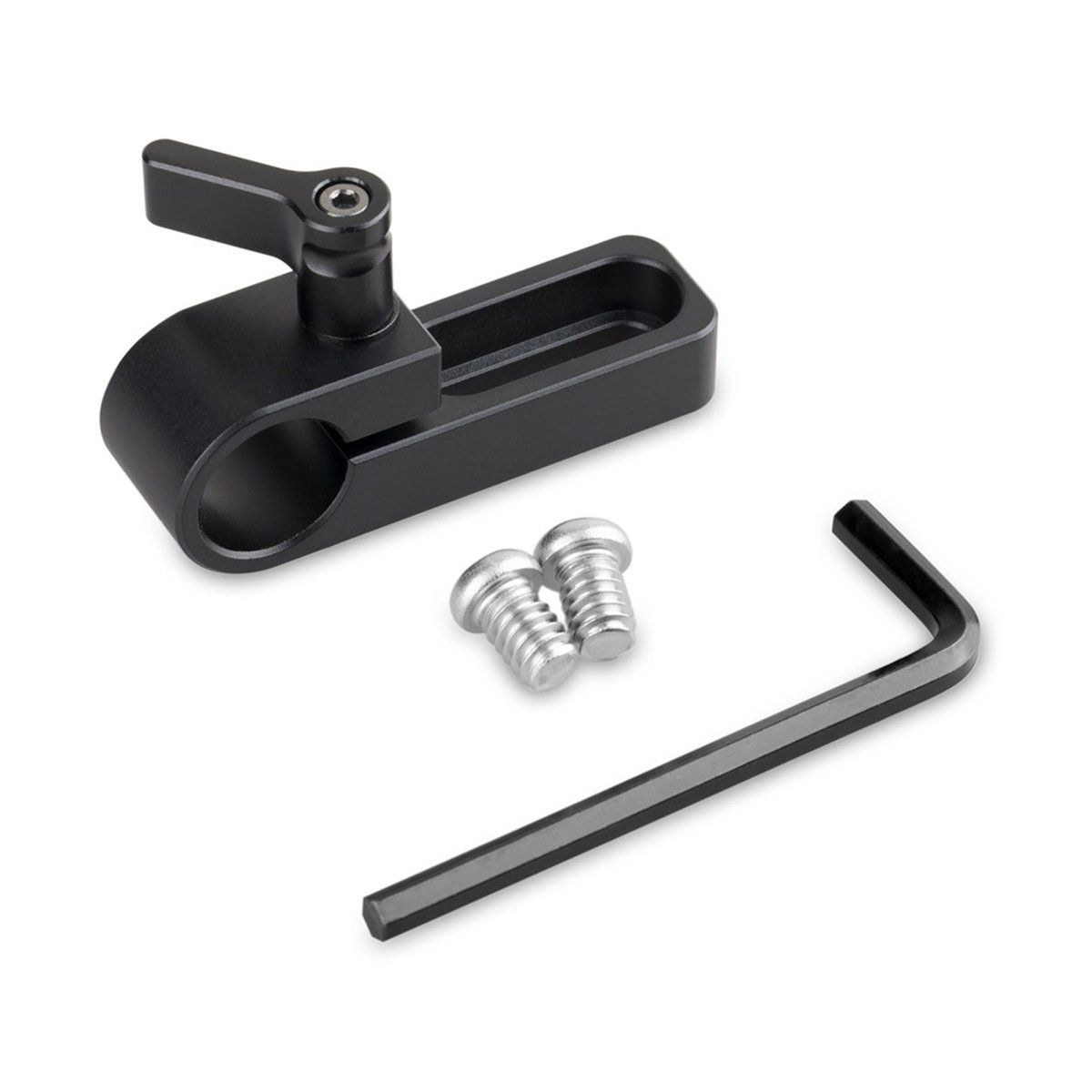SmallRig 1549 Single 15mm Rail Clamp - Lieferumfang: Schwarze Klemme mit Hebel, zwei Schrauben und Inbusschlüssel.