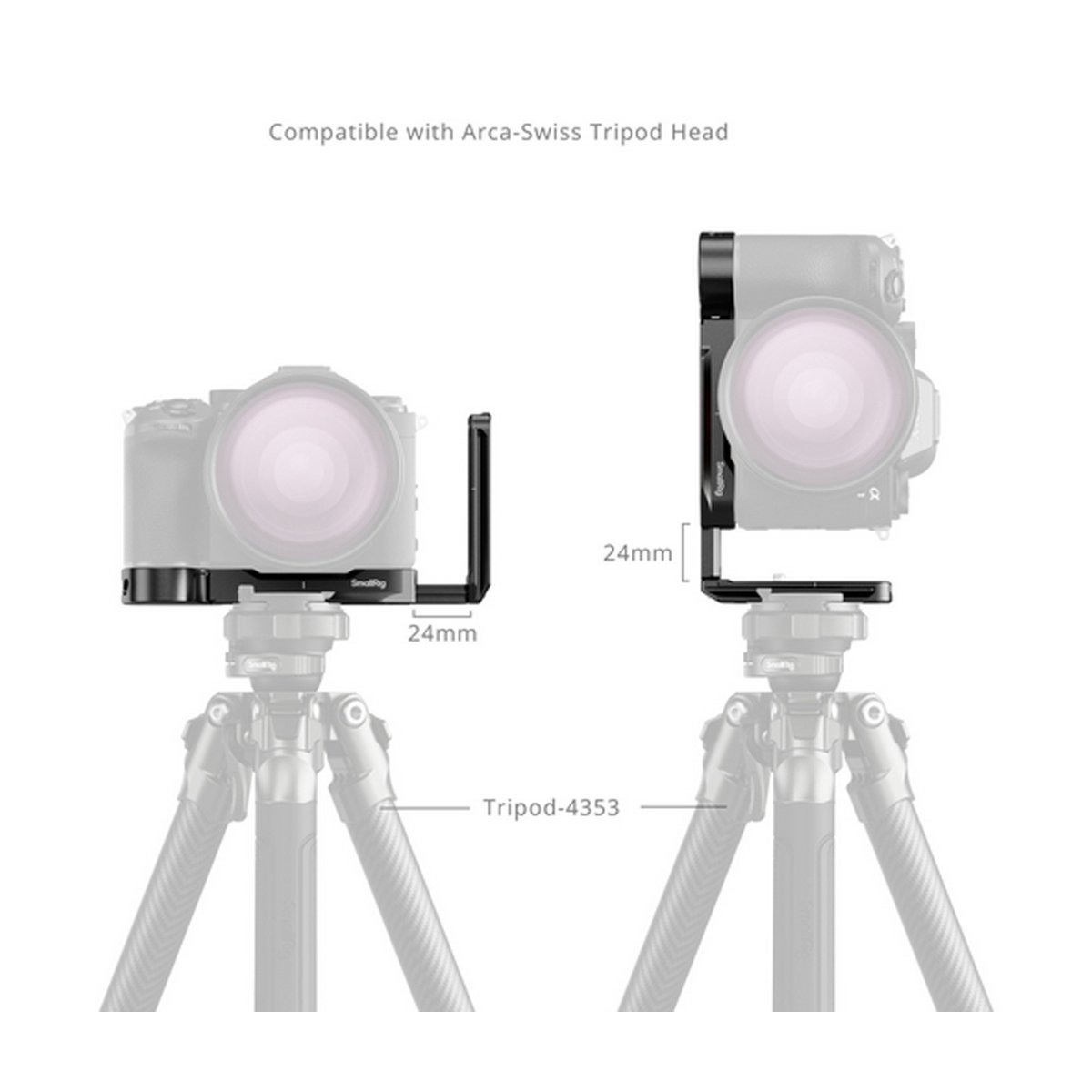 SmallRig 5188 L-förmige Montageplatte für Sony Alpha 1 II/Alpha 9III - Anwendungsbeispiel L-Winkel: Kamera horizontal und vertikal auf Arca-Swiss Stativ.