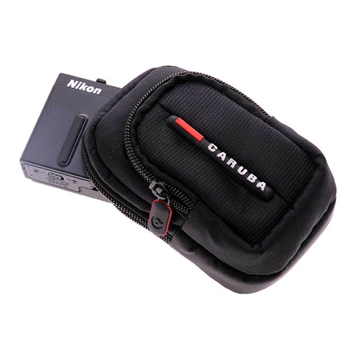 Caruba Compex Mini 2 - Anwendungsbeispiel: Schwarze Garuba Kameratasche mit Nikon Kamera